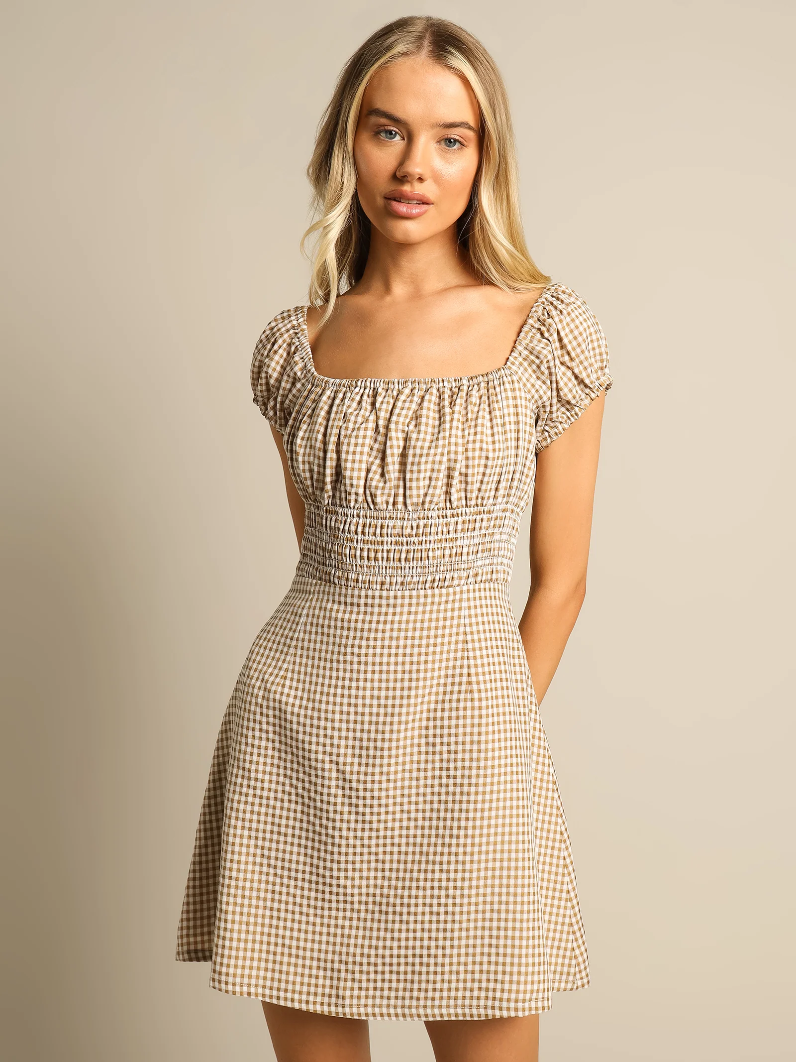Heather Gingham Mini Dress - Image 4