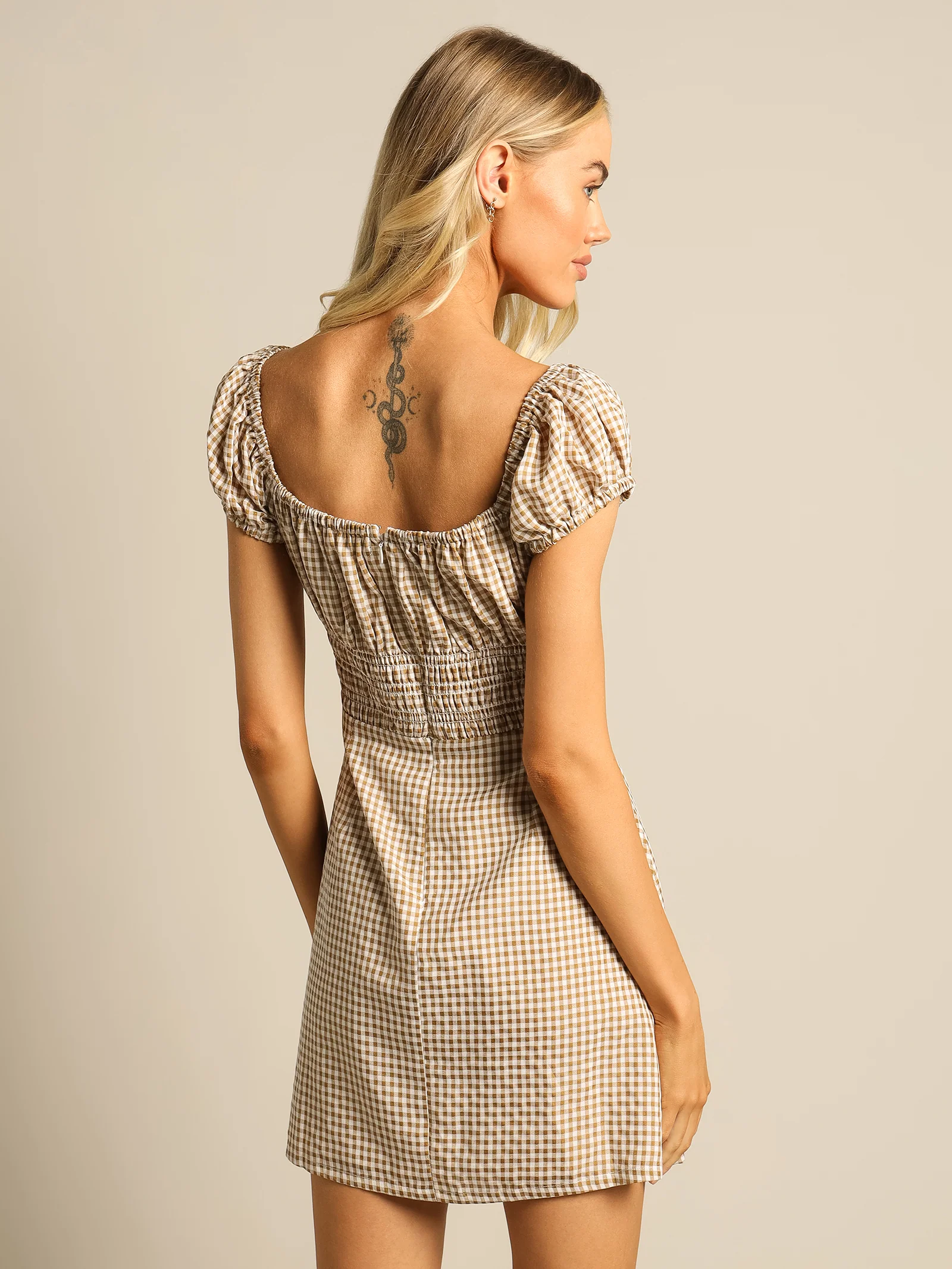 Heather Gingham Mini Dress - Image 6
