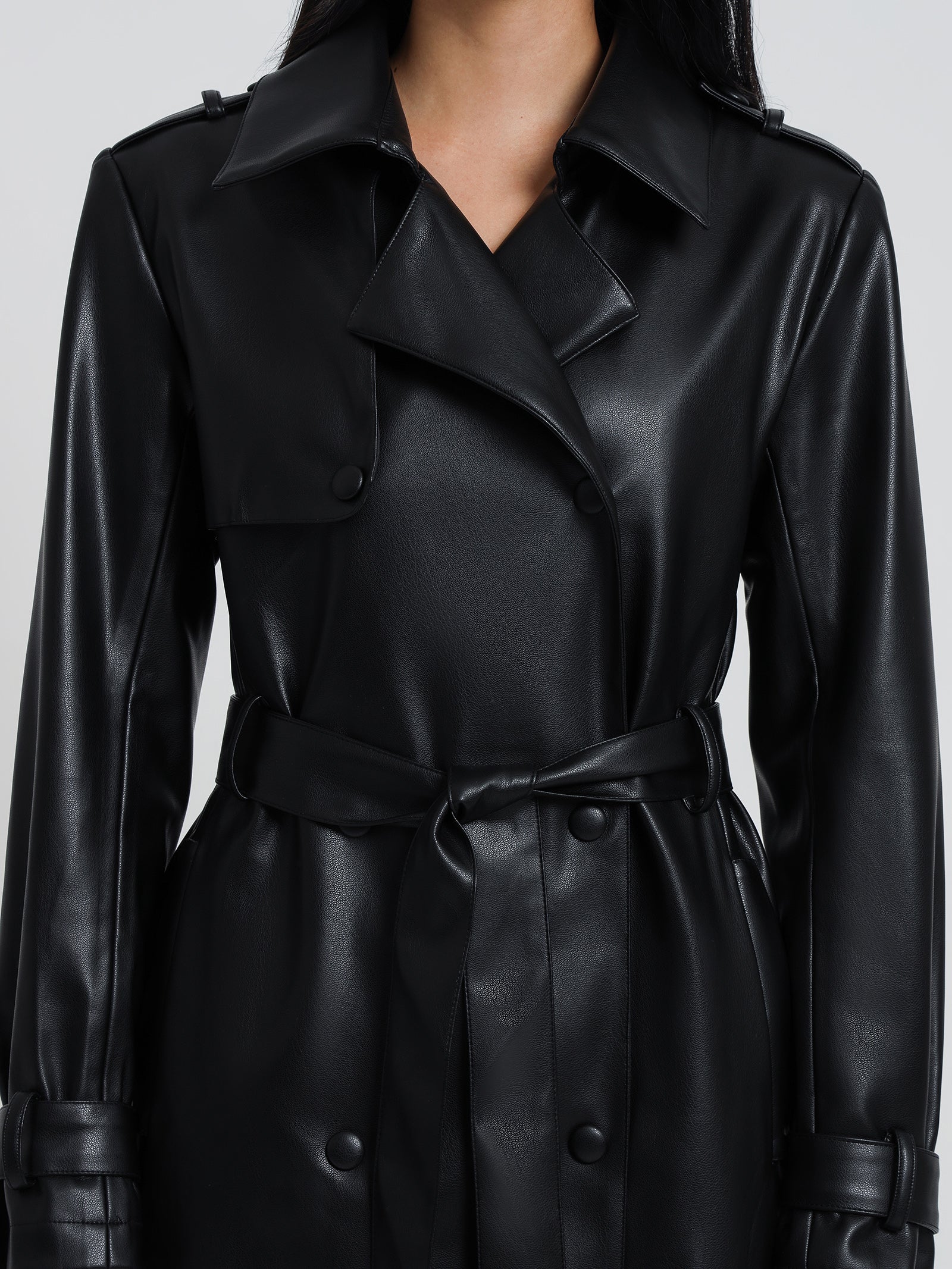 Hye Faux Leather Trench - Image 3