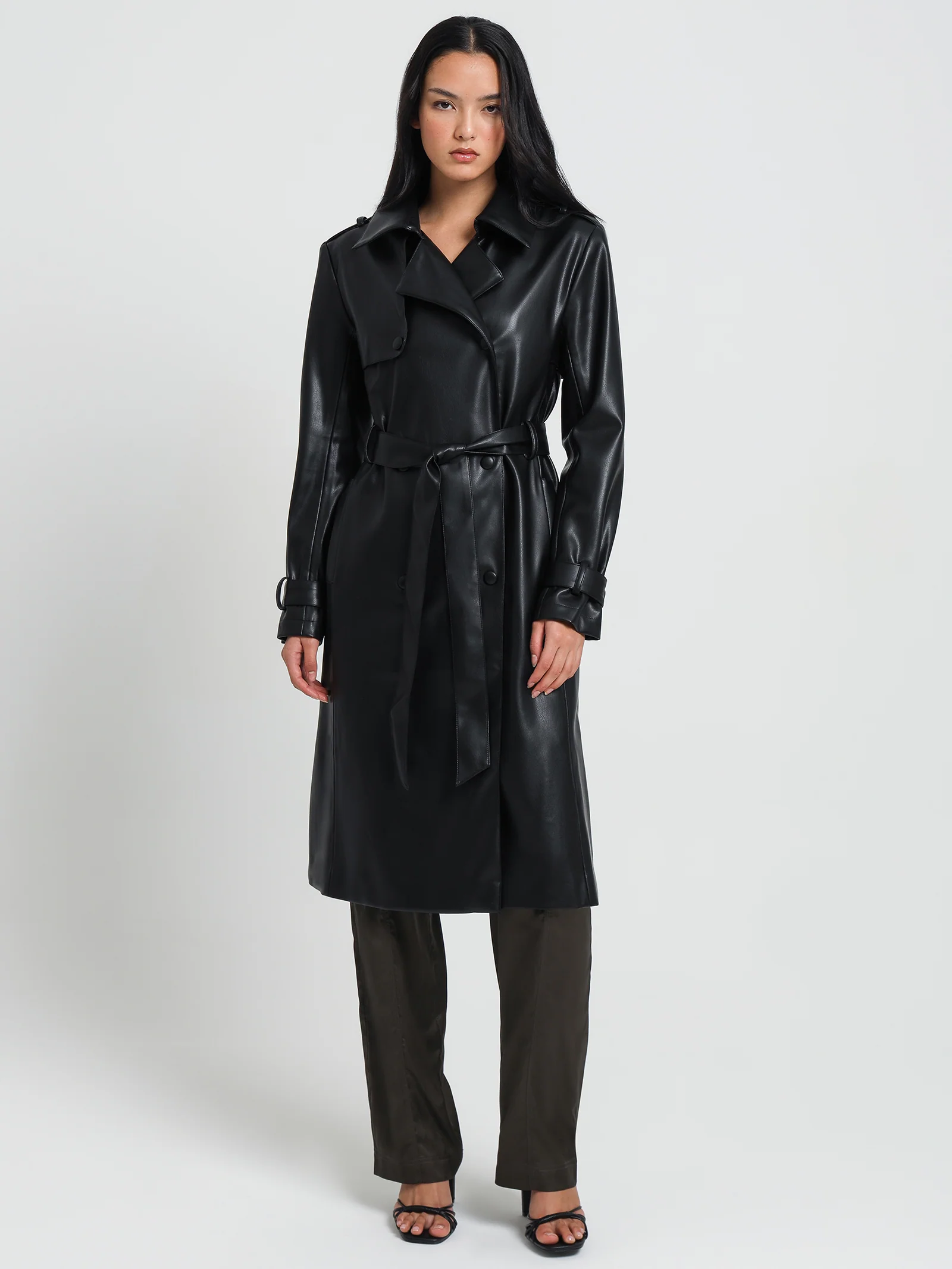 Hye Faux Leather Trench - Image 4