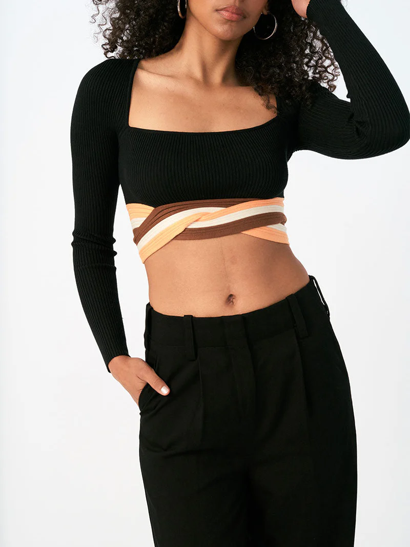 Inertia Long Sleeve Knit Crop Top - Image 2