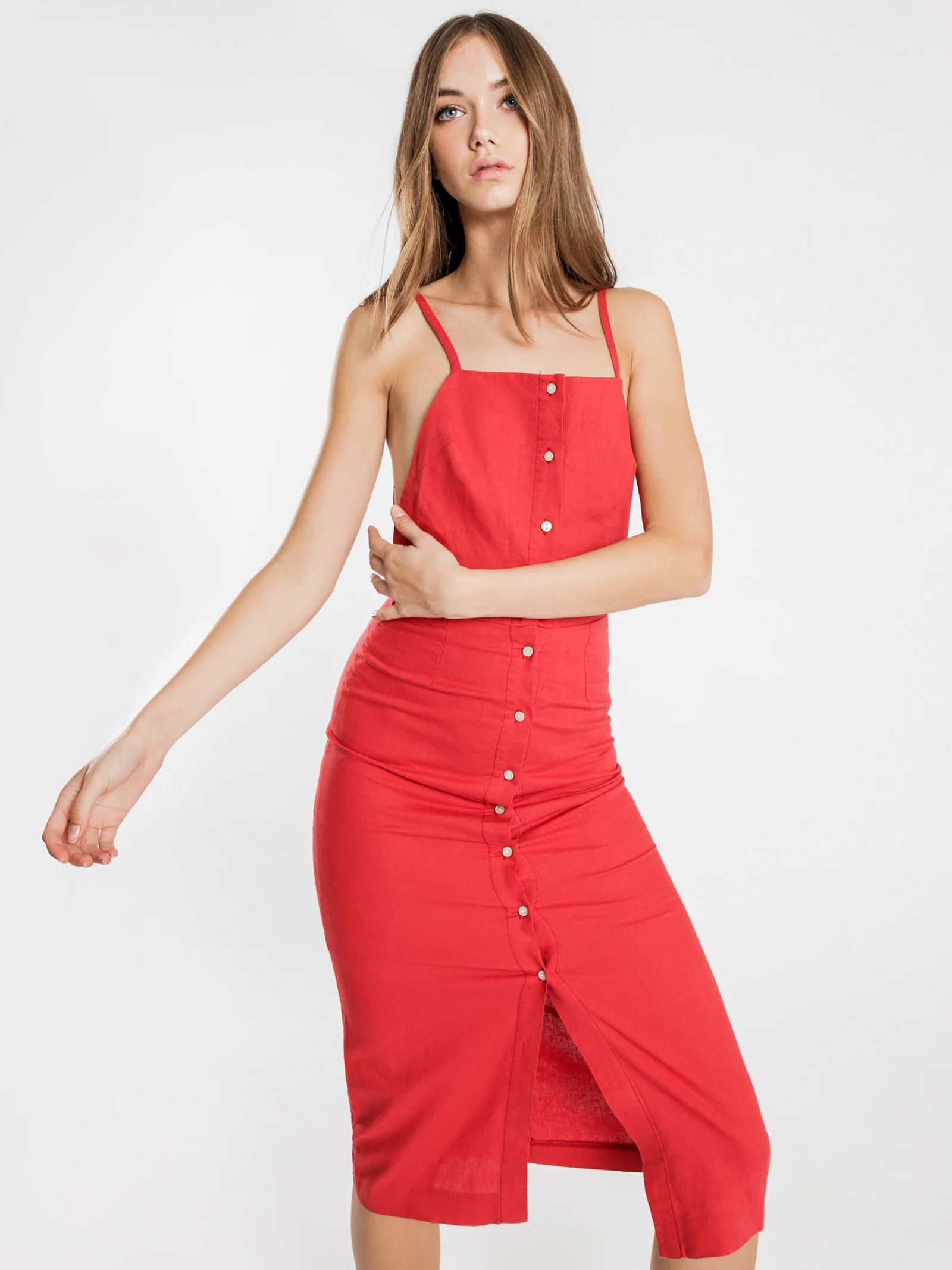 Isla Linen Midi Dress - Image 3