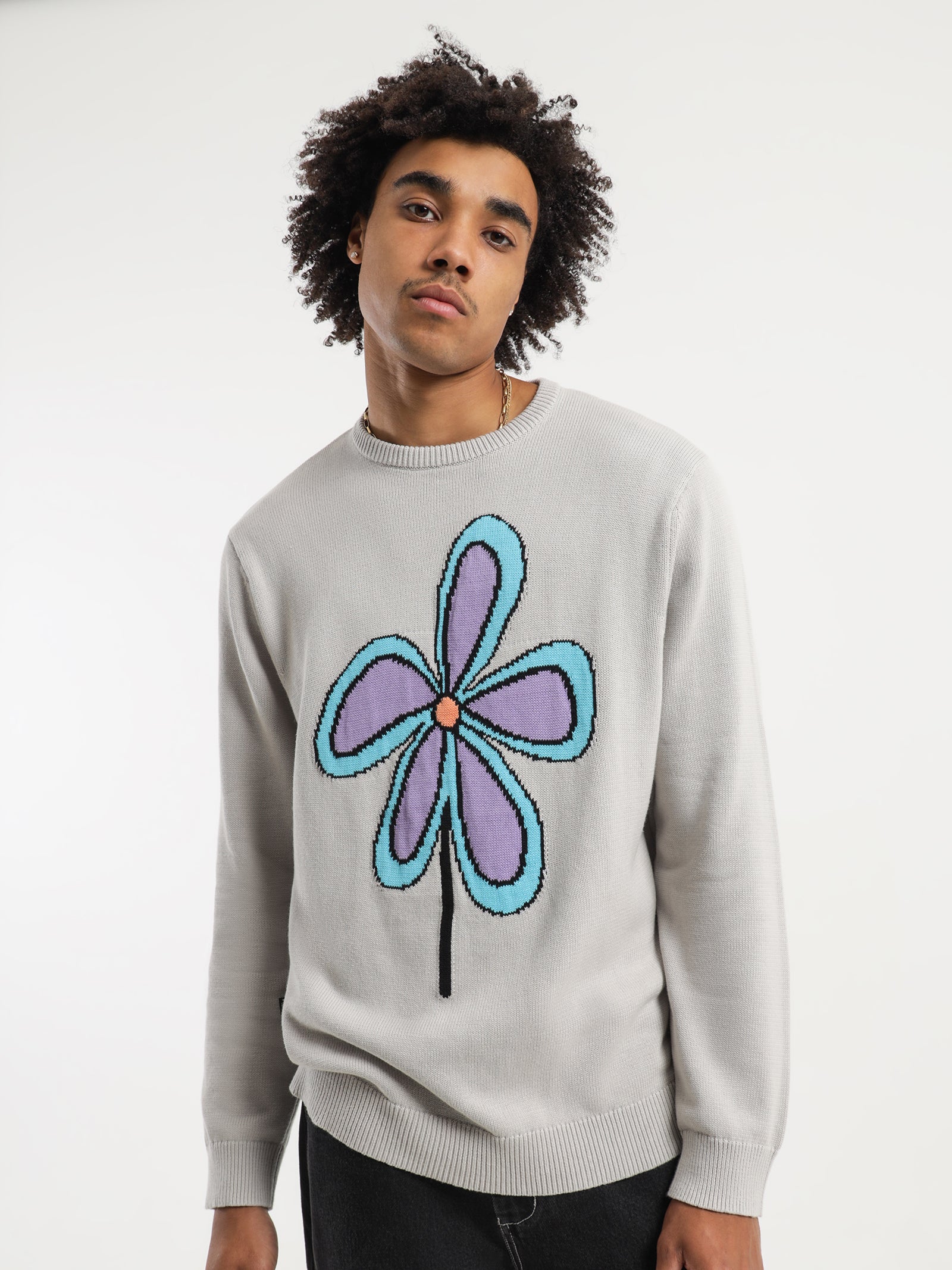 Jacquard Flower Knit Crew - Image 2