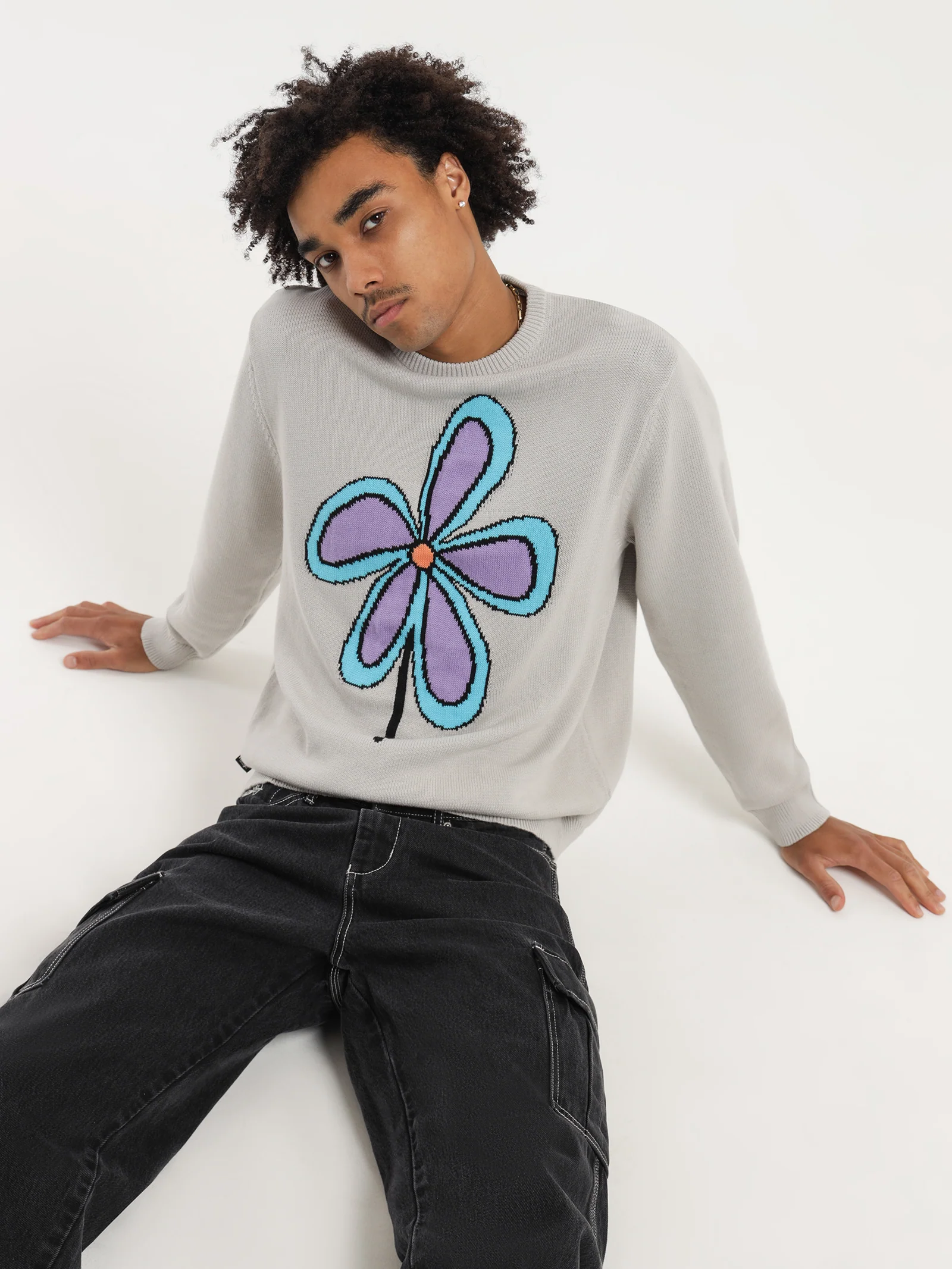 Jacquard Flower Knit Crew - Image 3