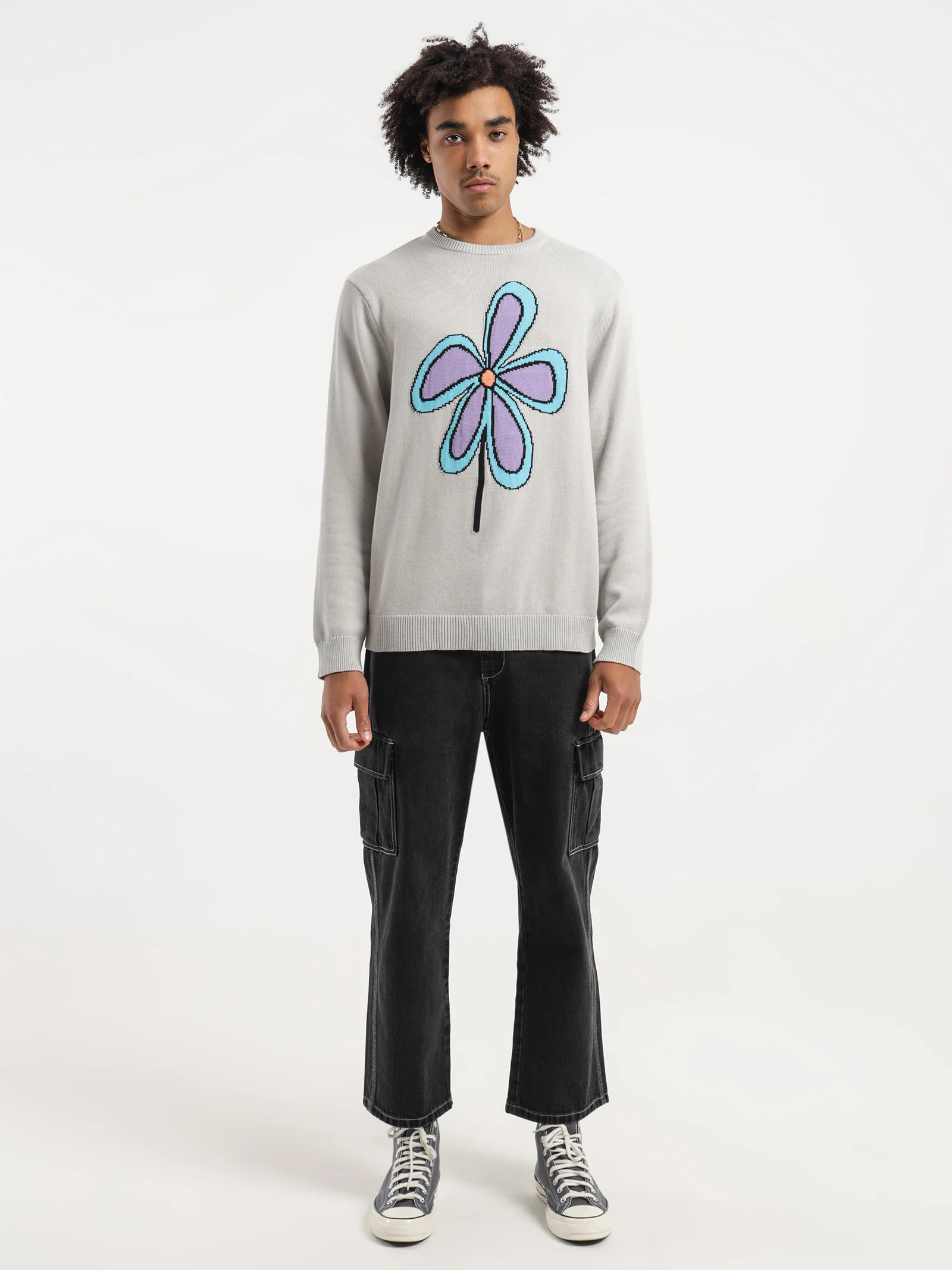 Jacquard Flower Knit Crew - Image 4