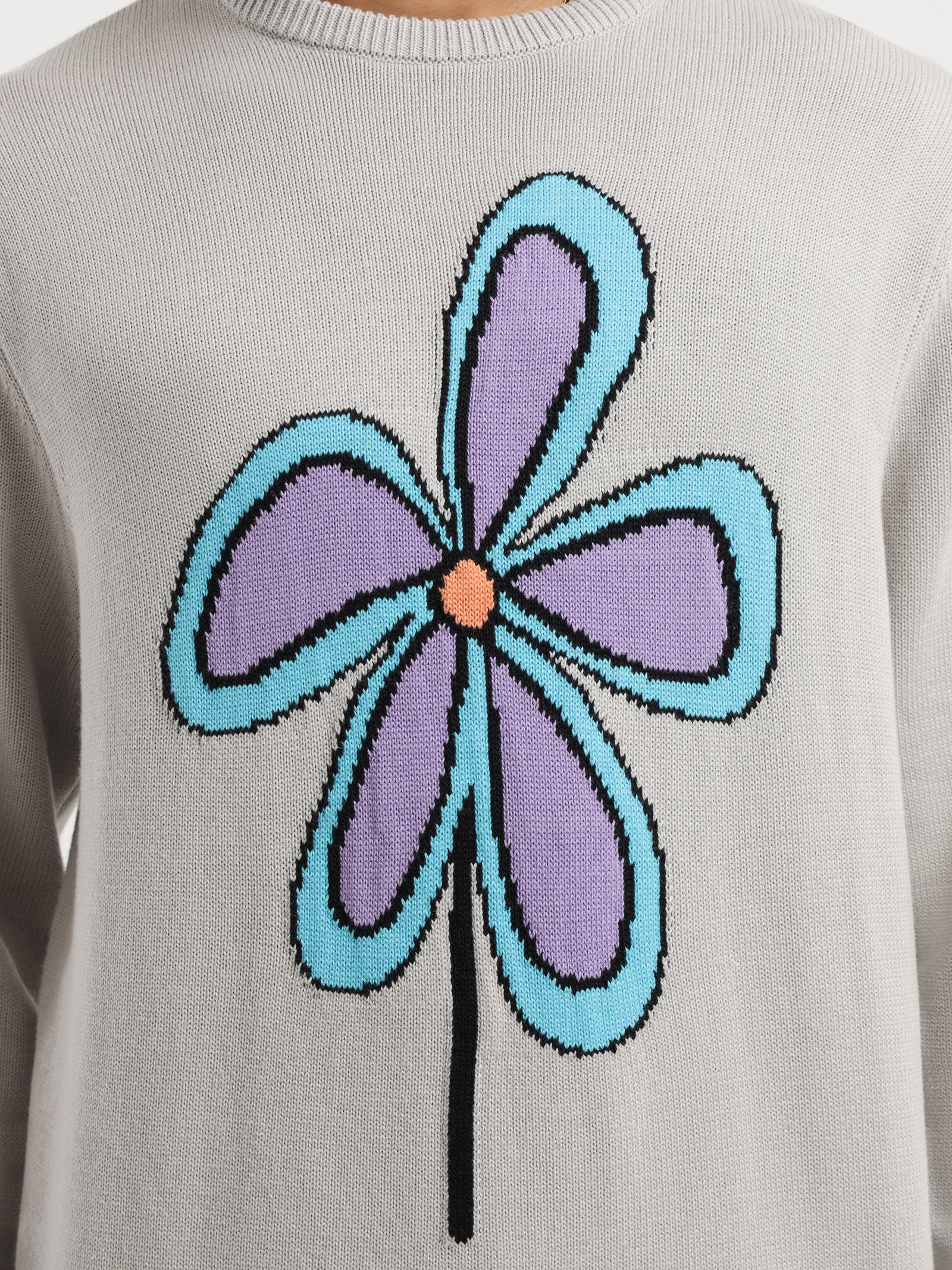 Jacquard Flower Knit Crew - Image 5