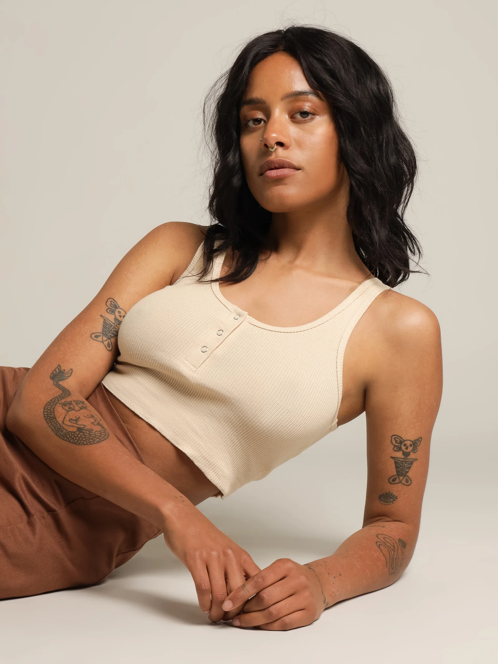 Jade Button Front Waffle Tank - Image 2