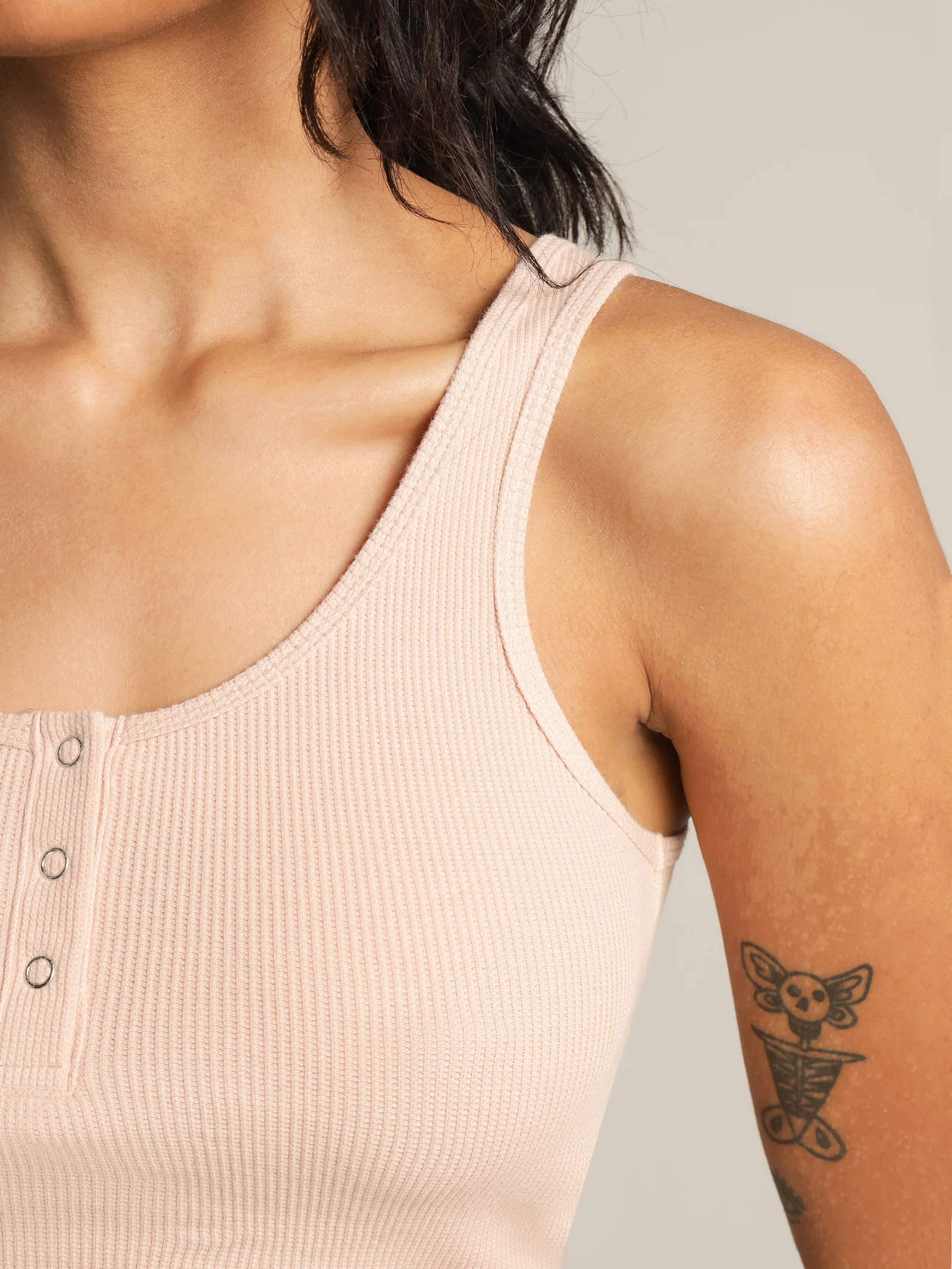 Jade Button Front Waffle Tank - Image 5