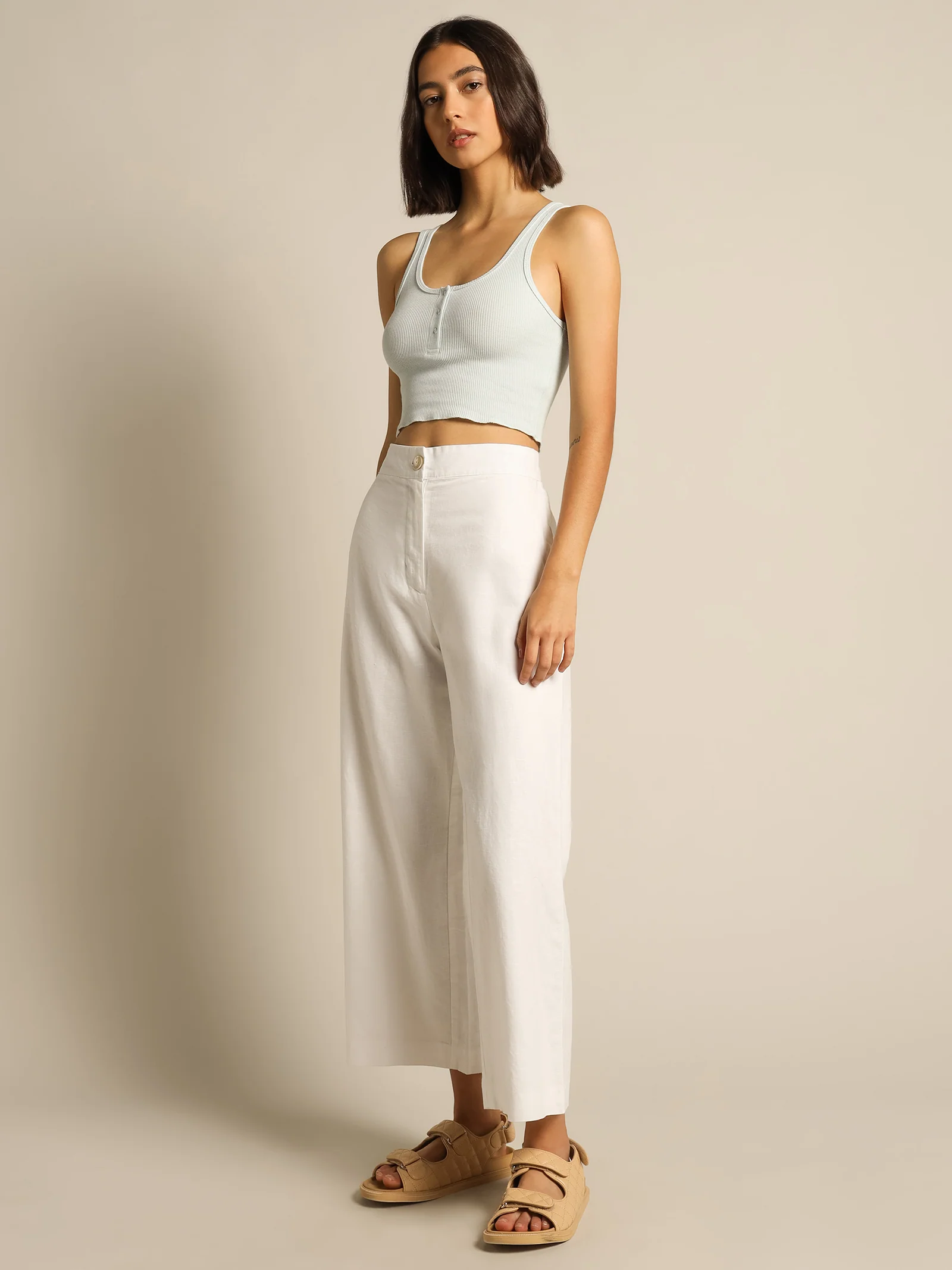 Jade Button Front Waffle Tank - Image 5