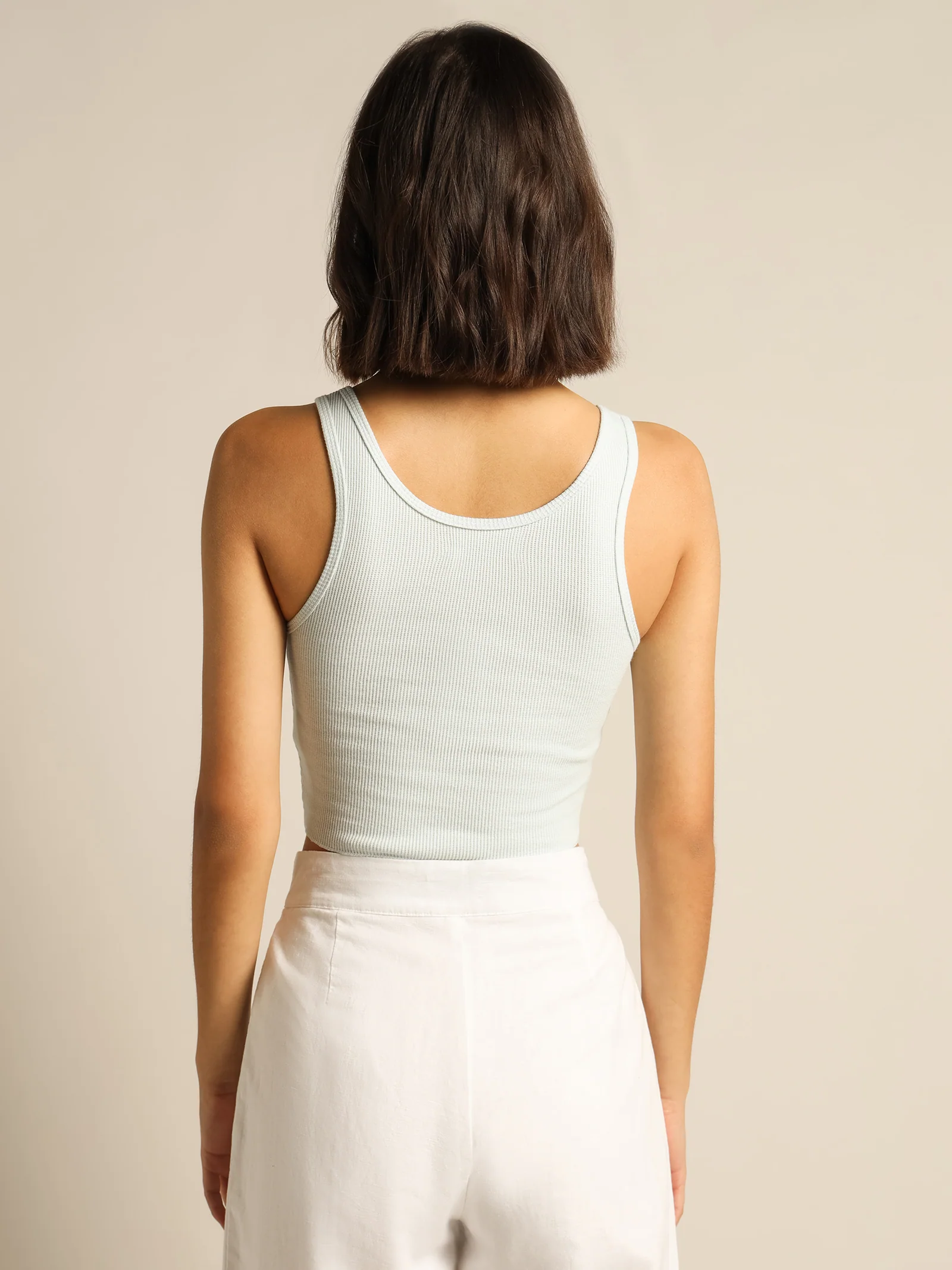 Jade Button Front Waffle Tank - Image 6