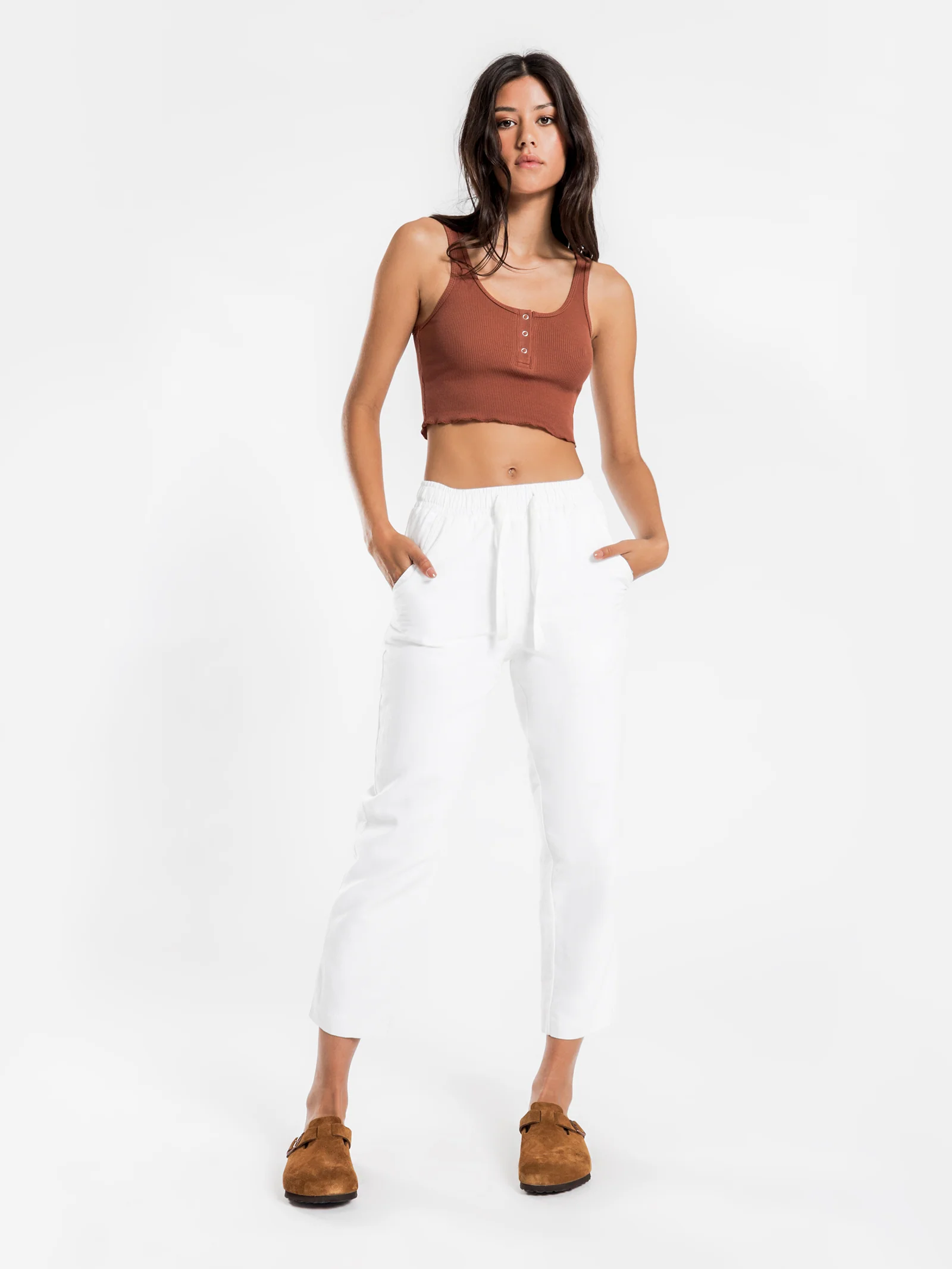Jade Button Front Waffle Tank - Image 4