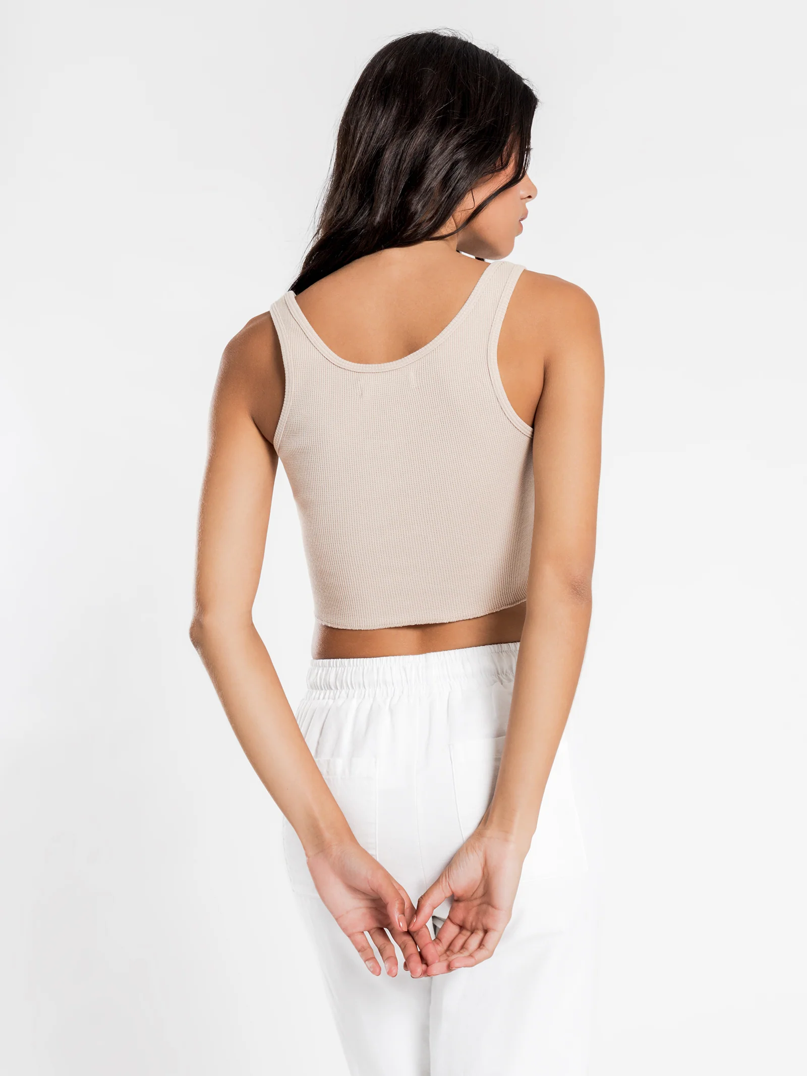 Jade Button Front Waffle Tank - Image 6