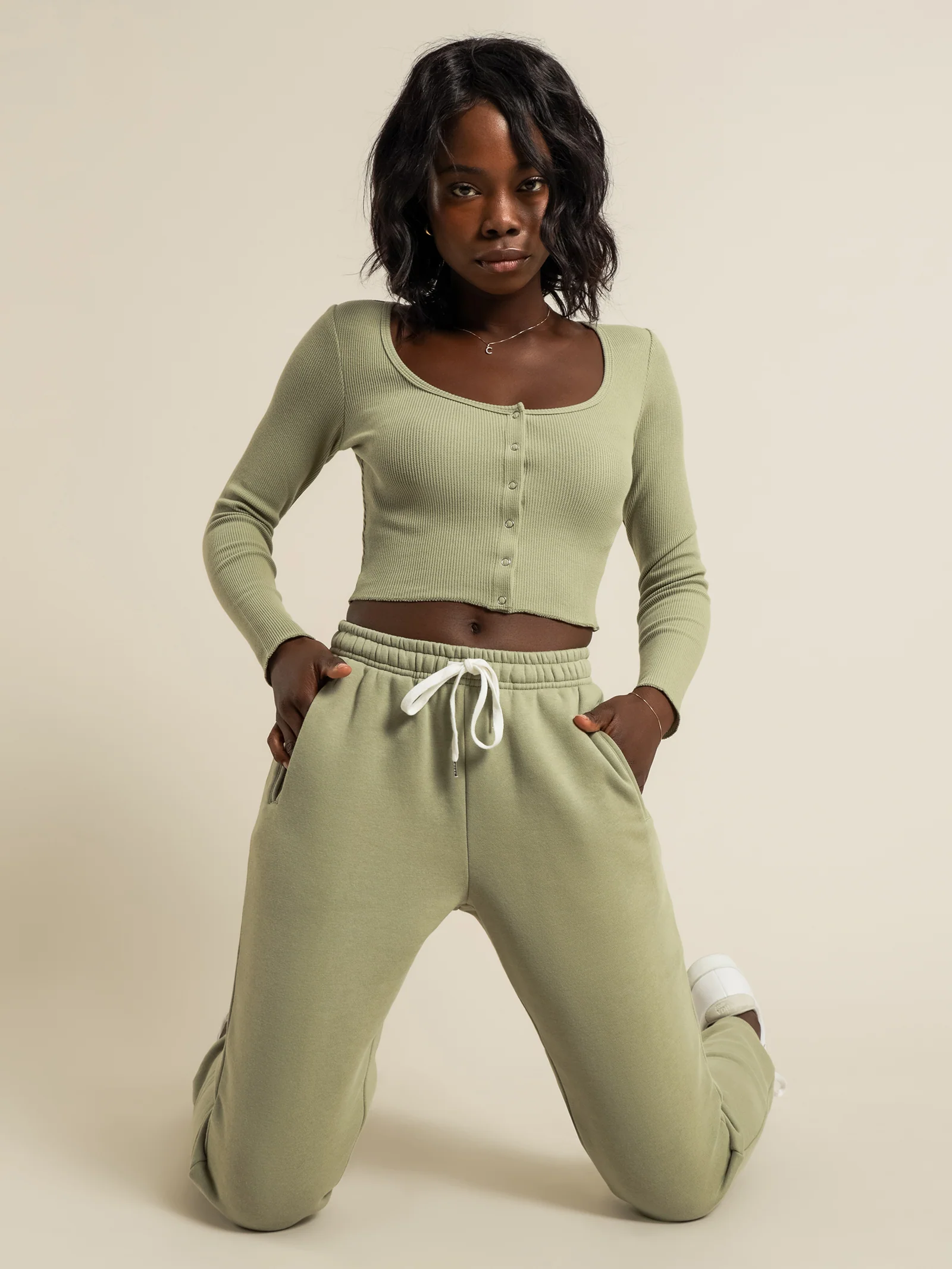 Kaia Waffle Long Sleeve T-Shirt - Image 3