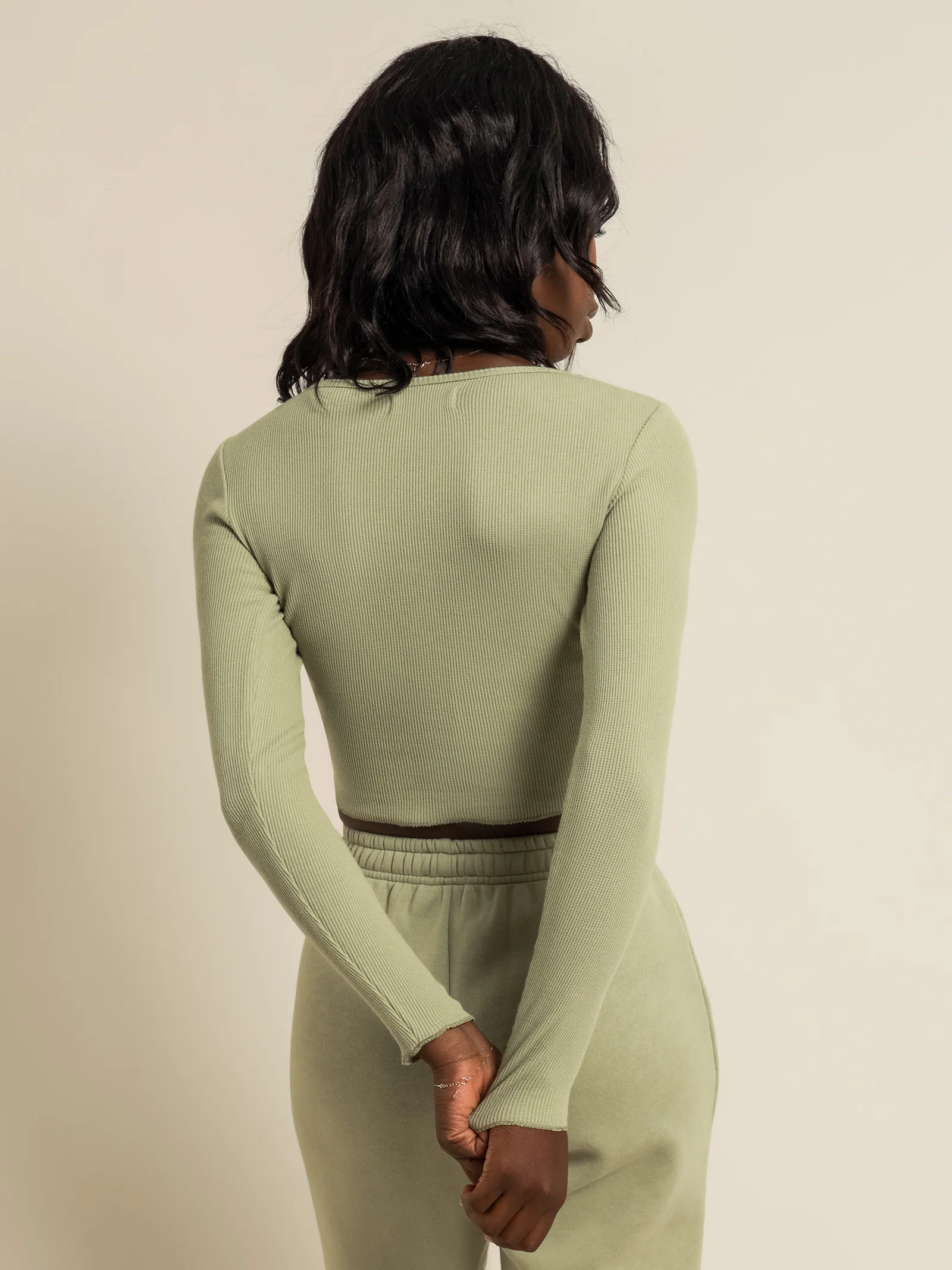 Kaia Waffle Long Sleeve T-Shirt - Image 6