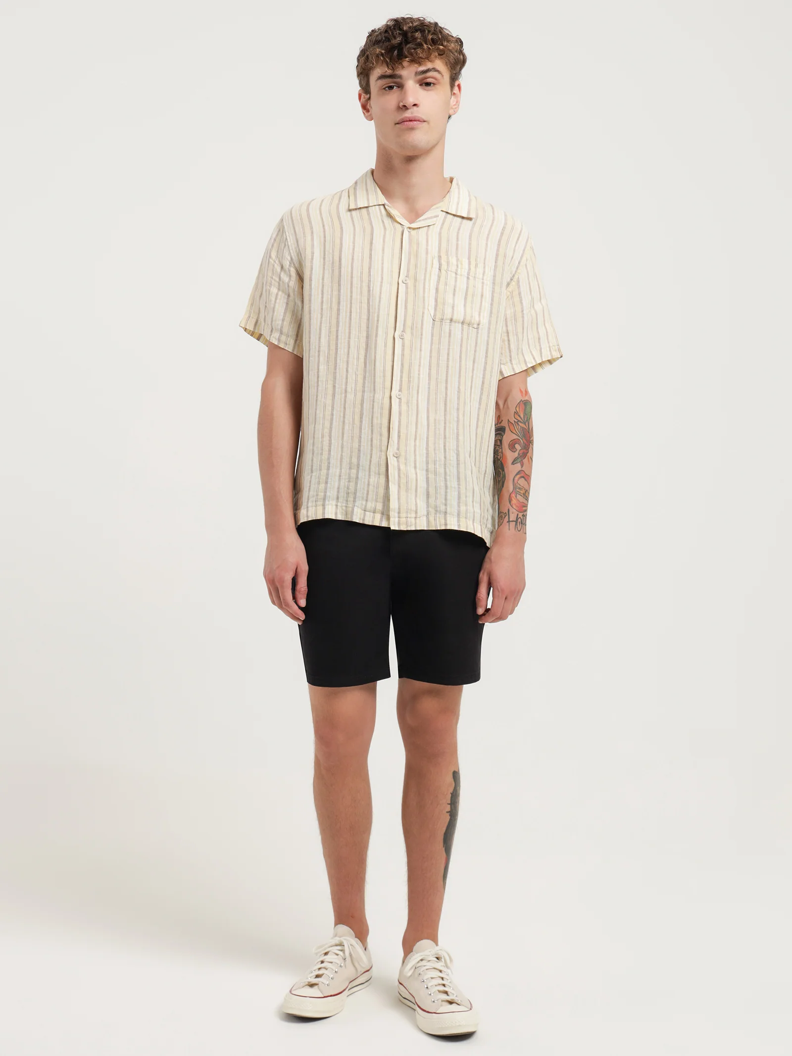 Kole Linen Shirt inn Ochre Stripe - Image 3