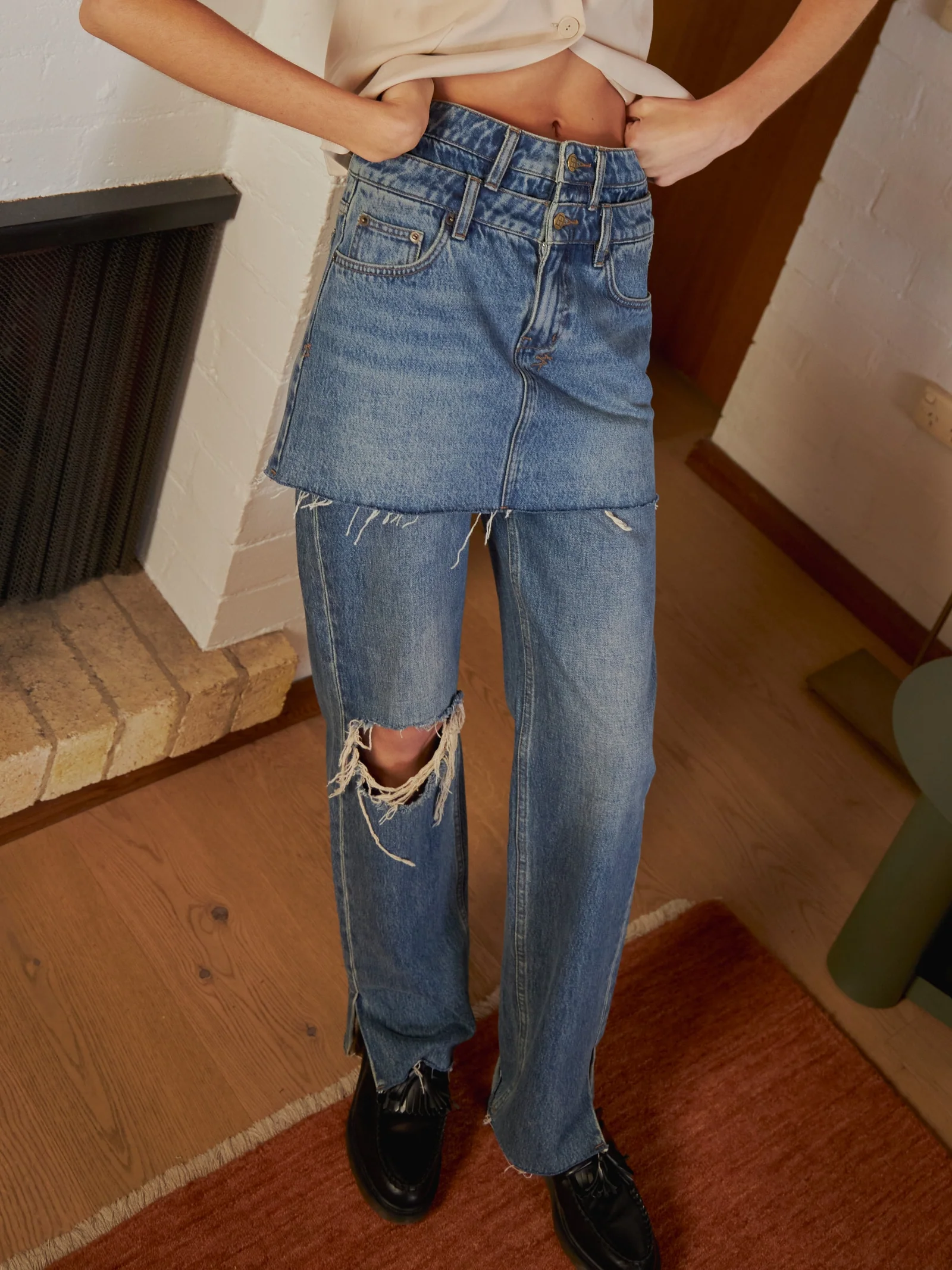 Model Denim Mini Skirt Rework - Image 2