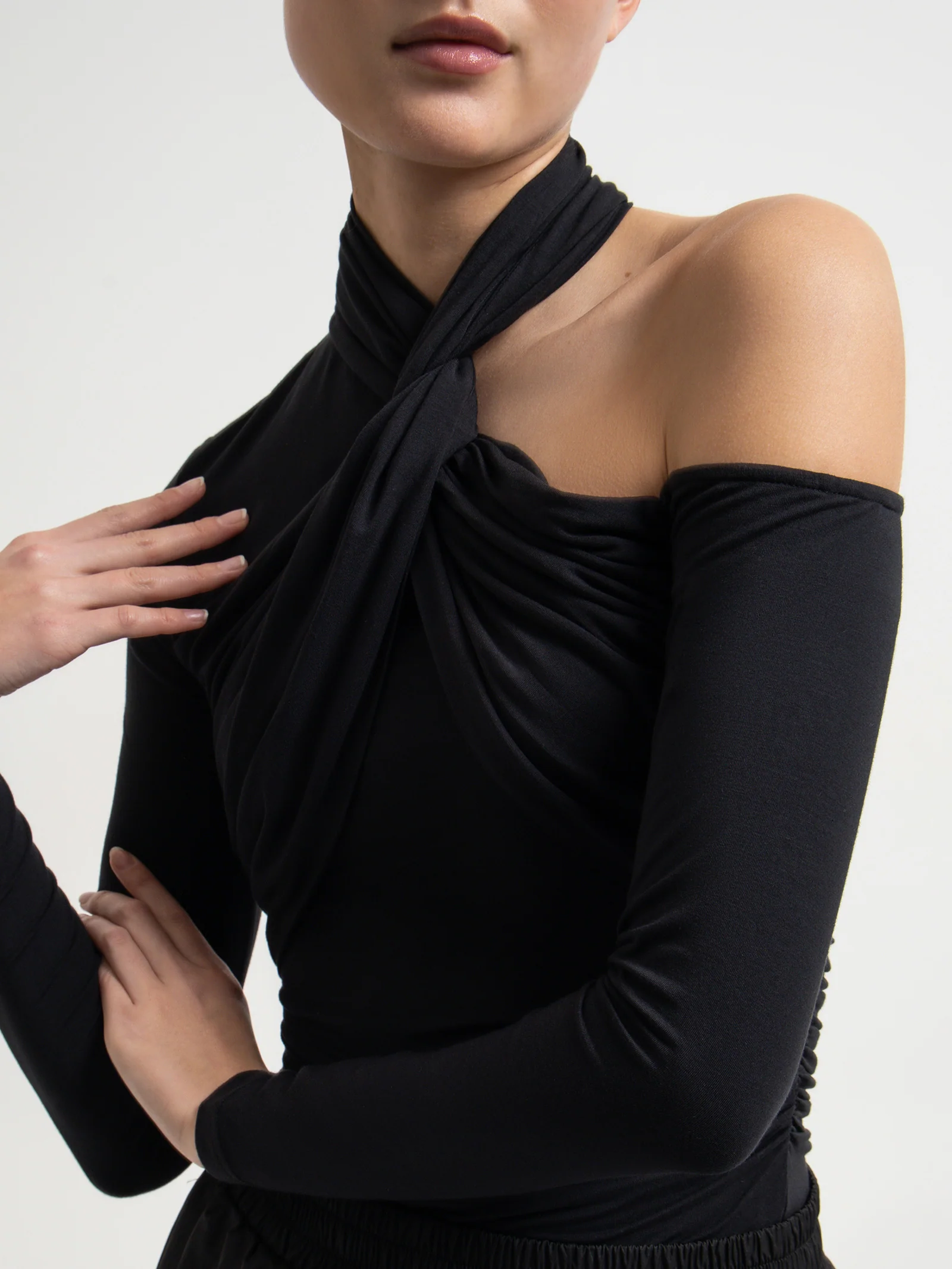 Ladee Twisted Neckline Jersey Top - Image 3