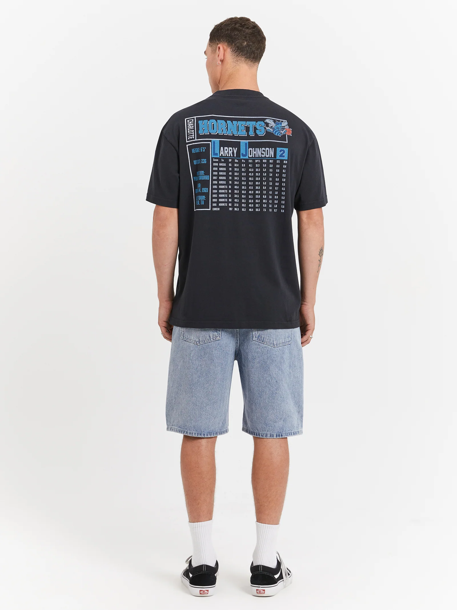 Larry Johnson Charlotte Hornets Player & Stats T-Shirt - Image 5