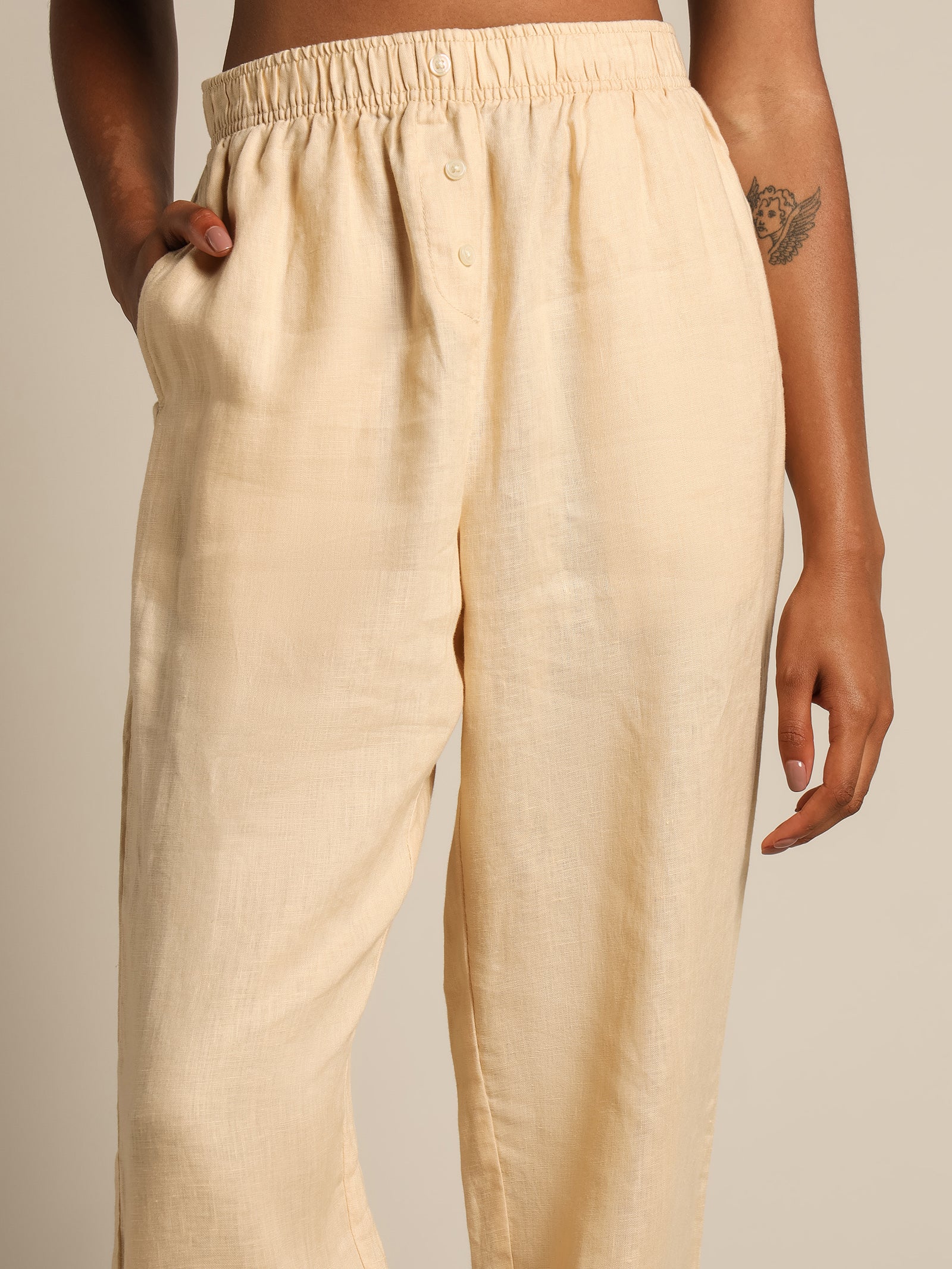 Linen Lounge Crop Pants - Image 3