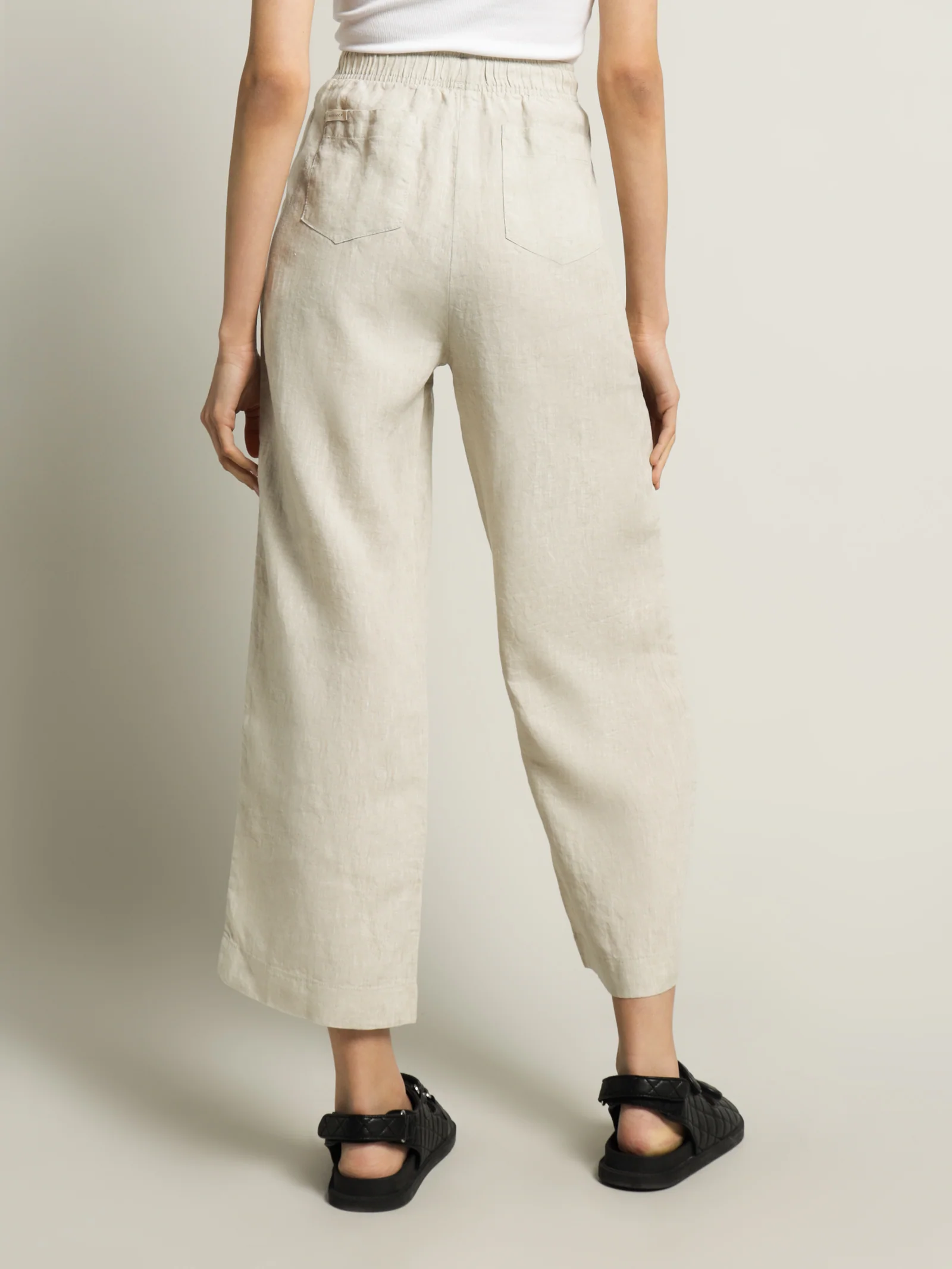 Linen Lounge Crop Pants Natural - Image 7