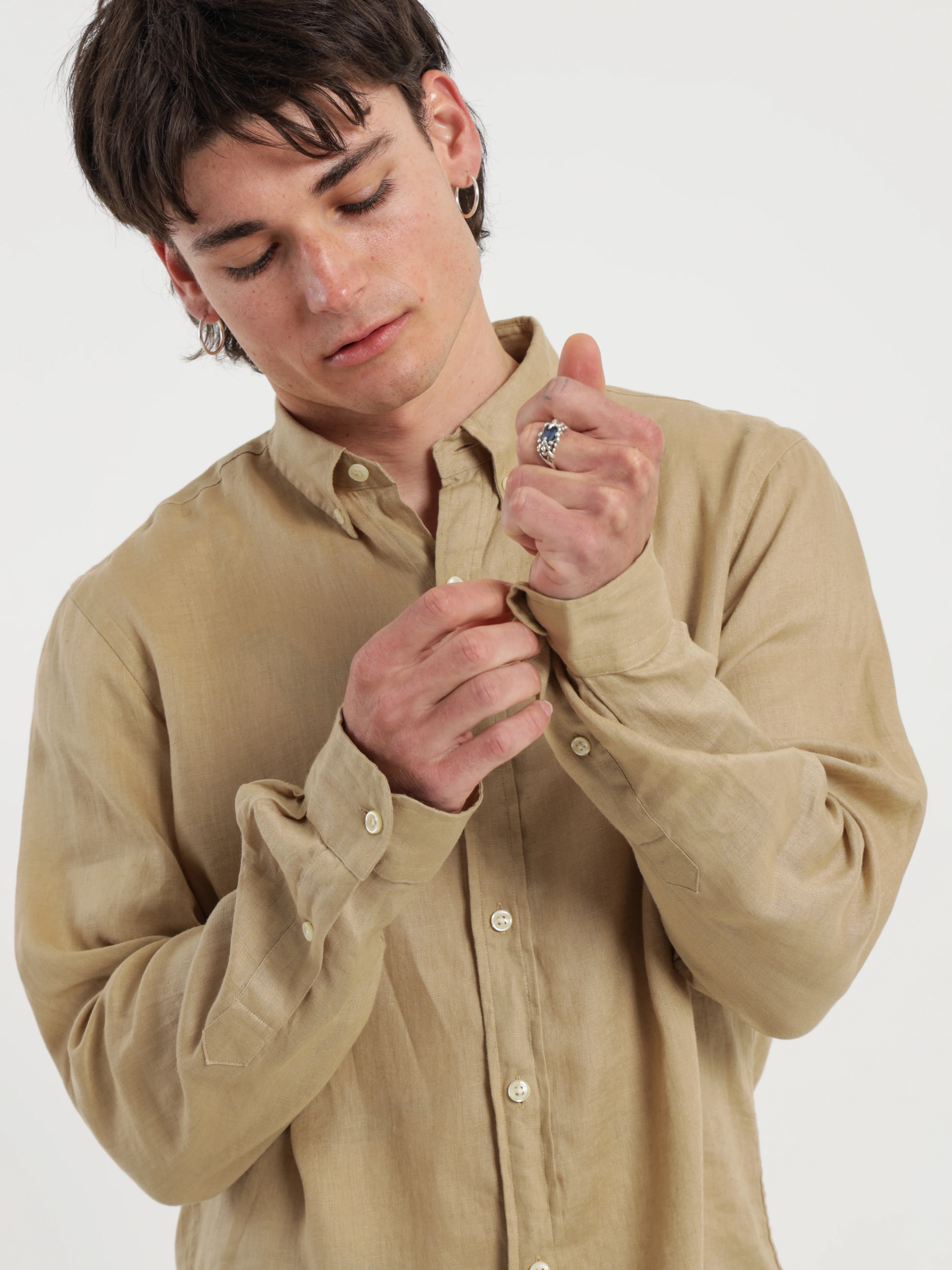 Logo Embroidered Linen Shirt - Image 2