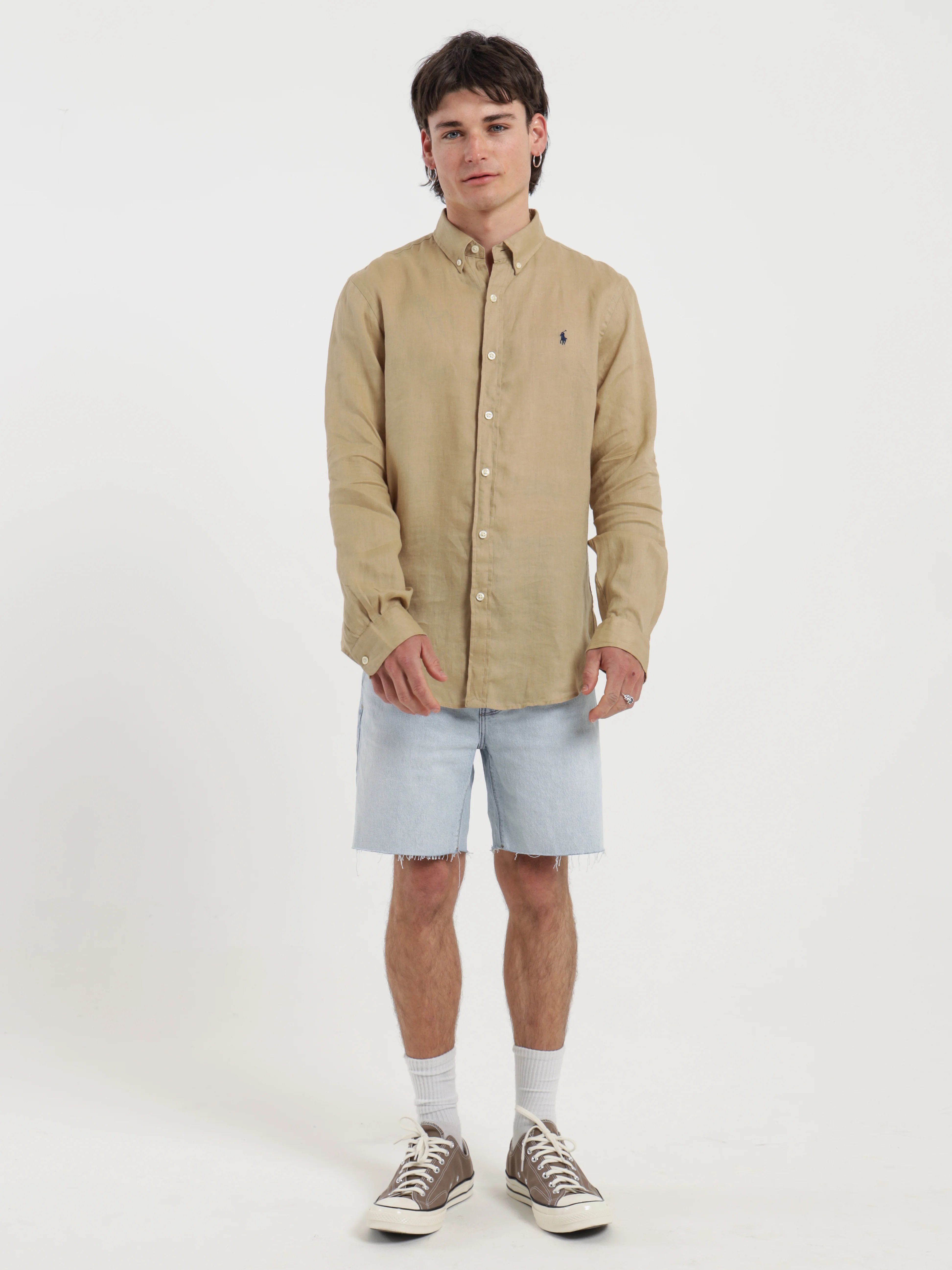 Logo Embroidered Linen Shirt - Image 3
