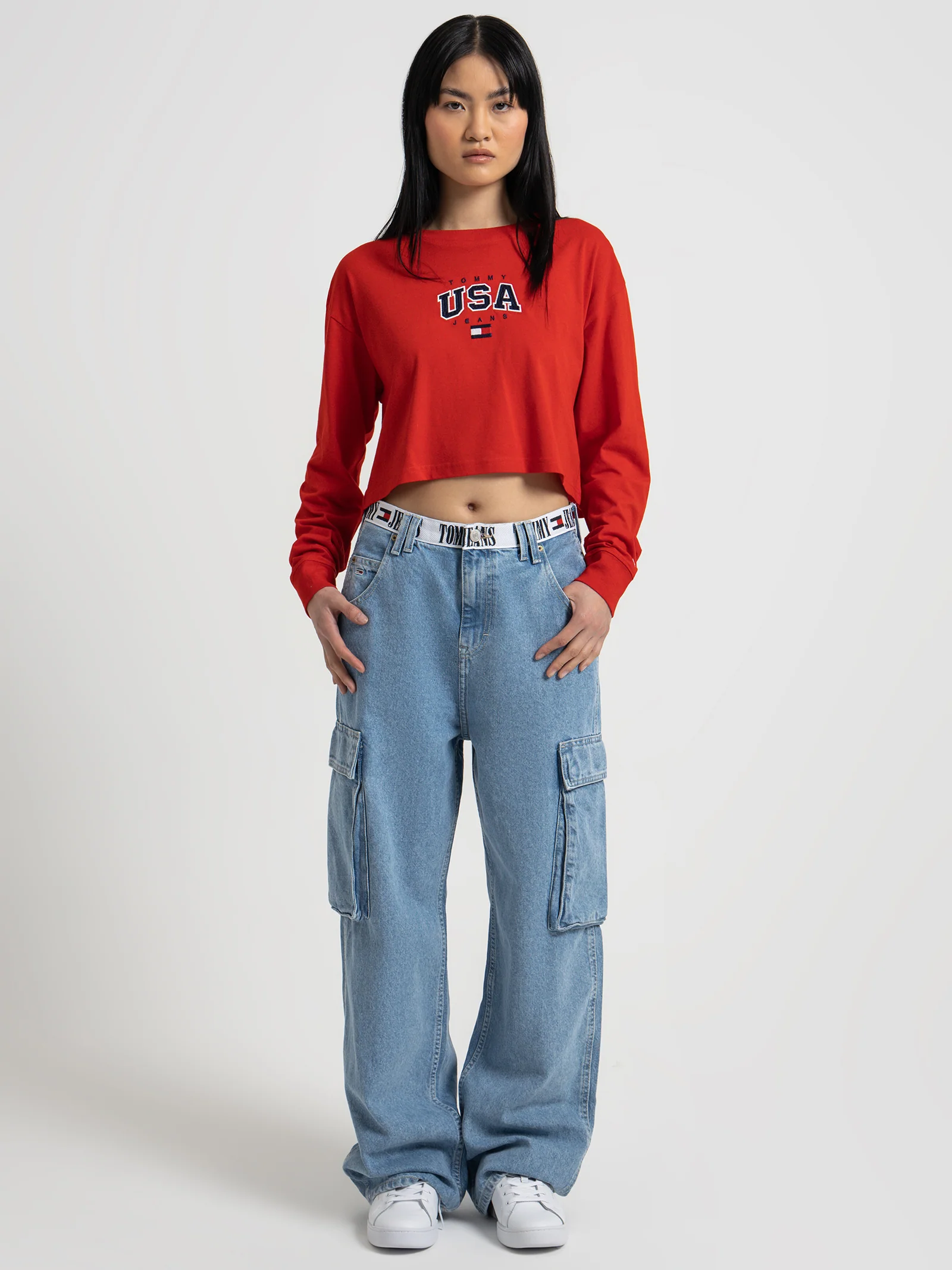 Logo Embroidery Cropped Long Sleeve T-Shirt - Image 2