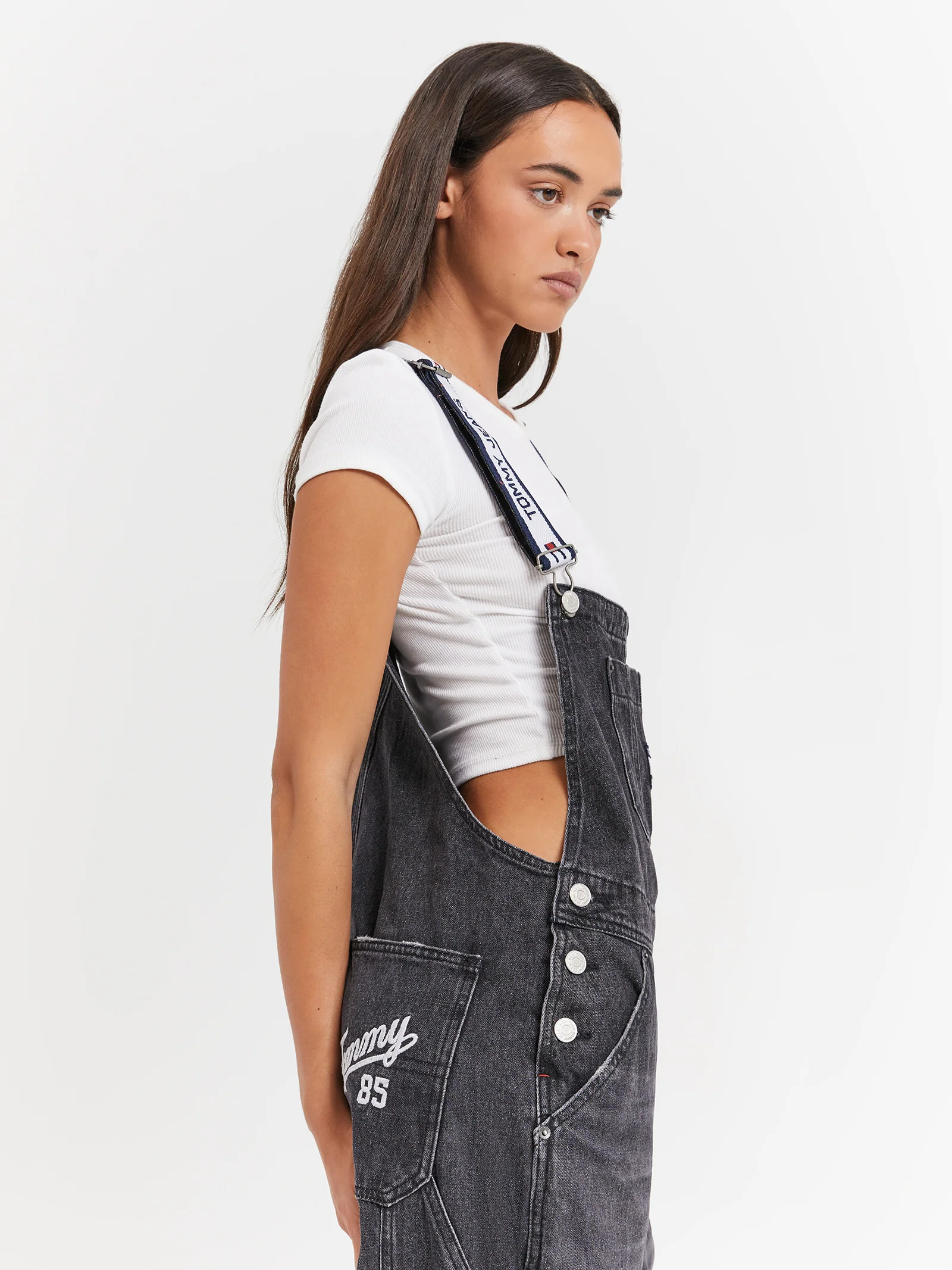 Logo Strap Denim Dungarees - Image 3