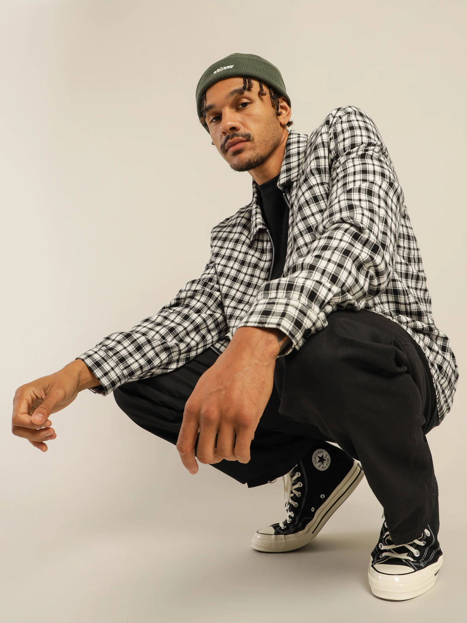 Long Sleeve Check Zip Up - Image 2