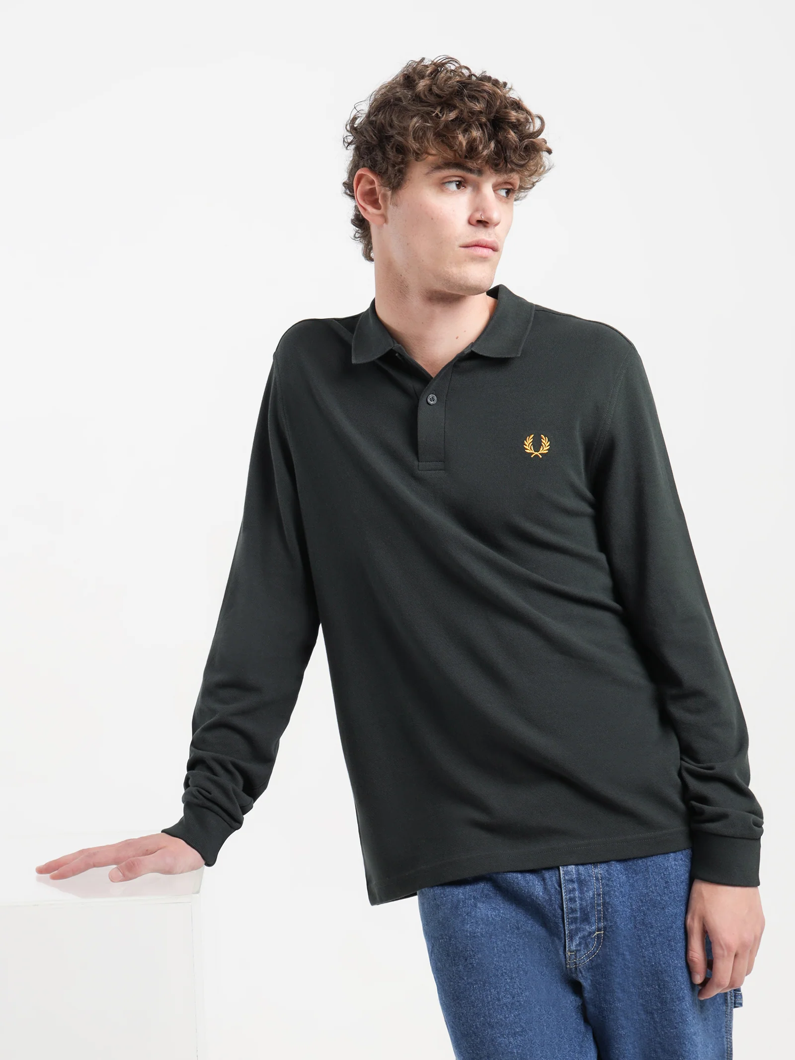 Long Sleeve Plain Polo Shirt - Image 2