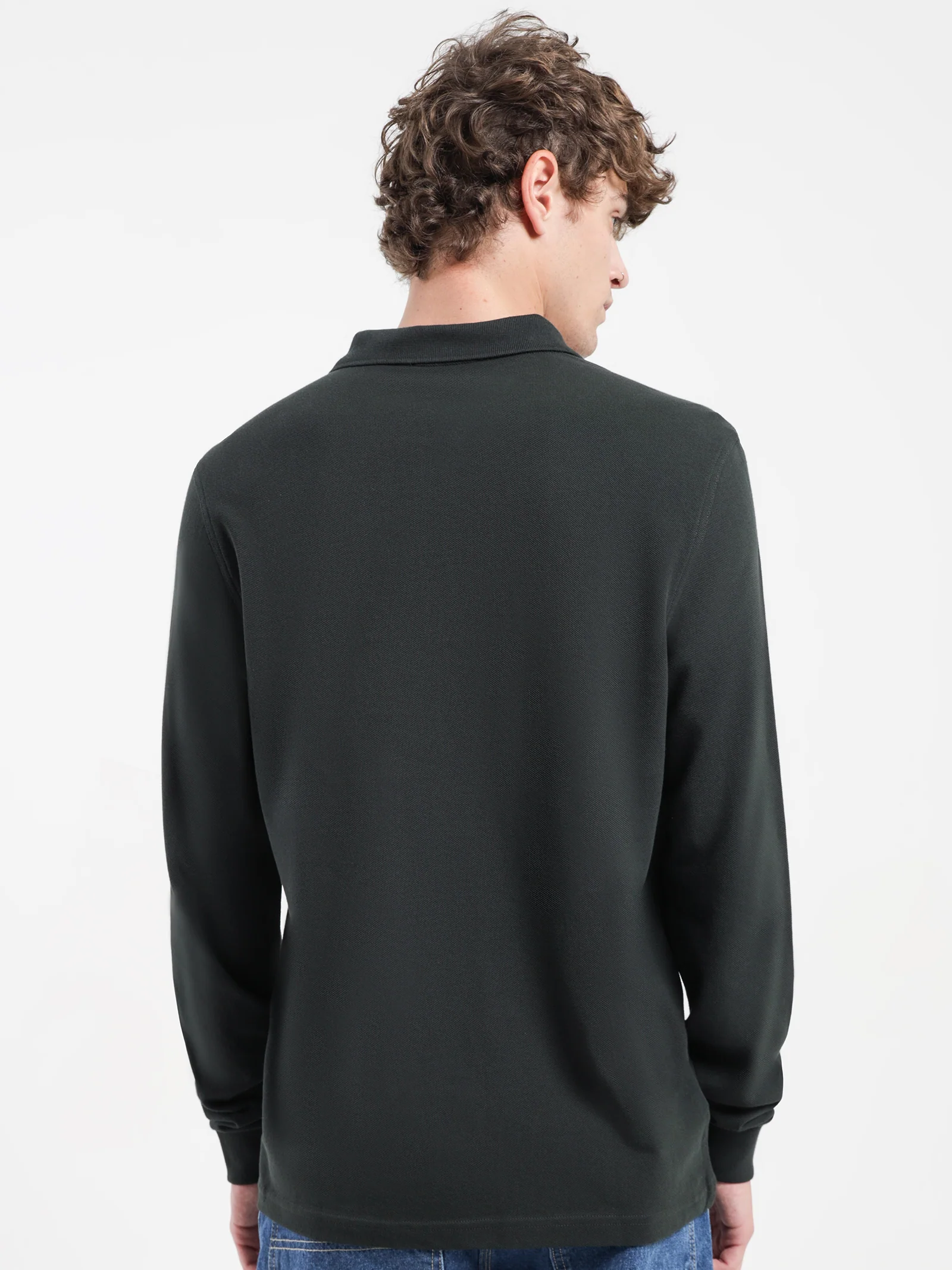 Long Sleeve Plain Polo Shirt - Image 4