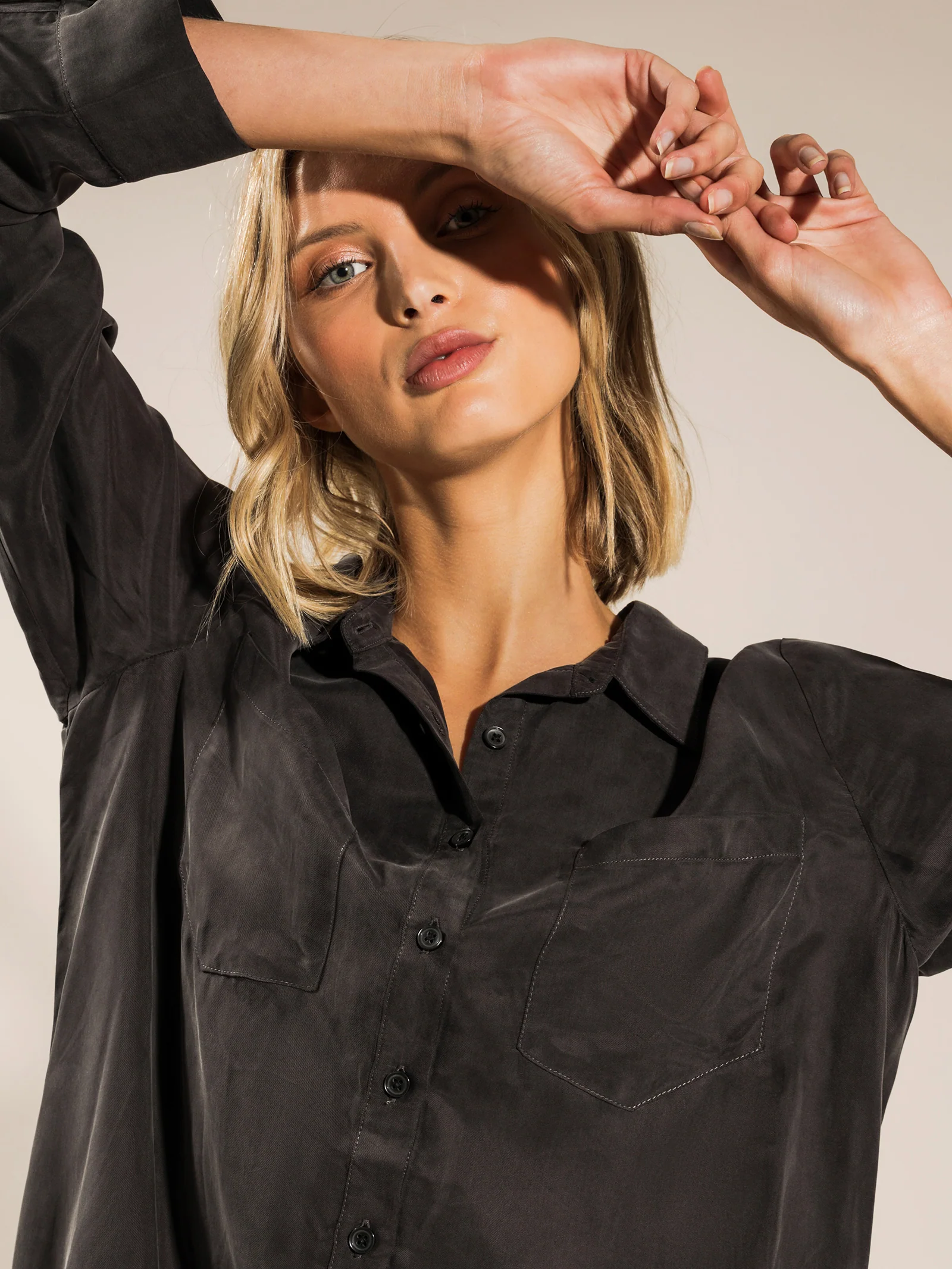 Longline Cupro Shirt Dress - Image 5