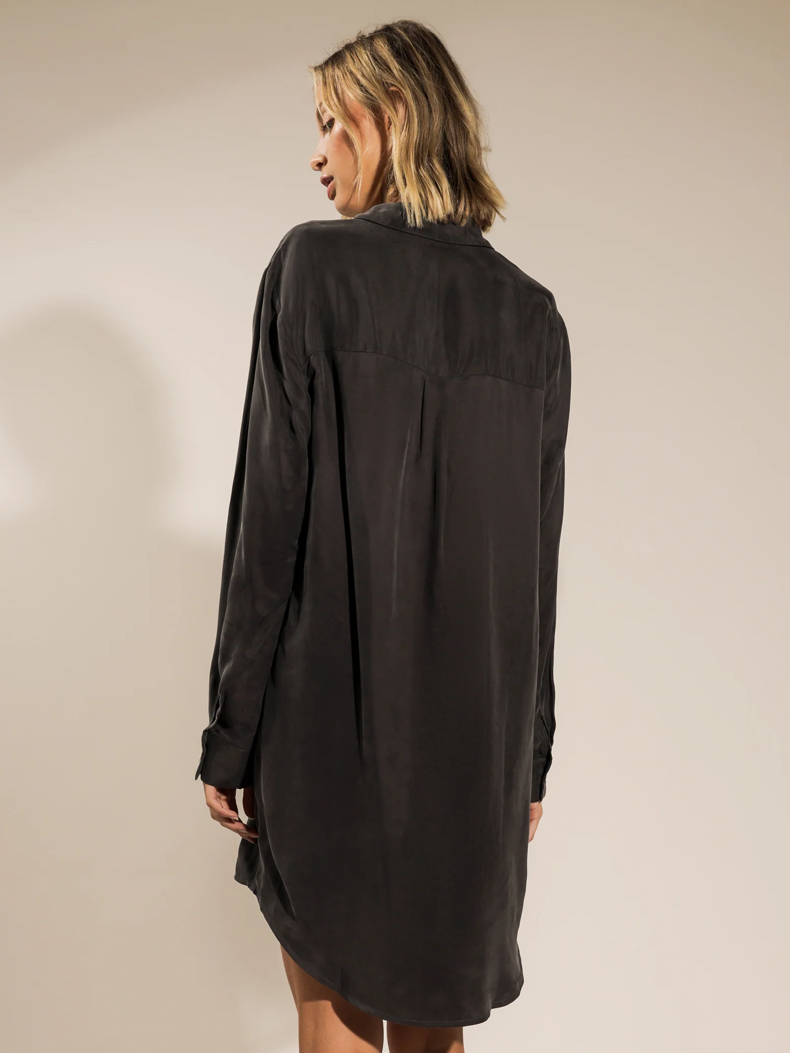 Longline Cupro Shirt Dress - Image 6
