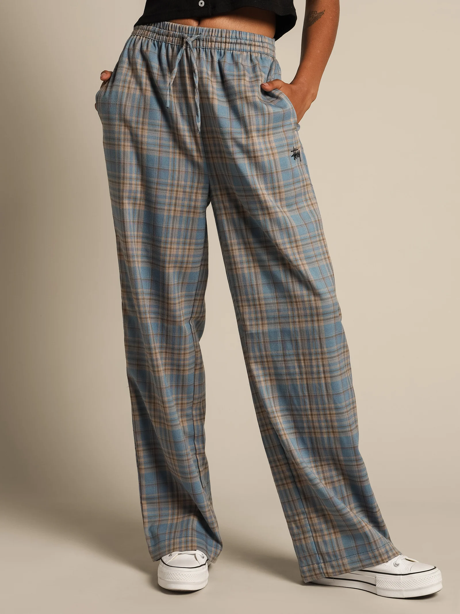 Luxe Wide Leg Check Pants - Image 3