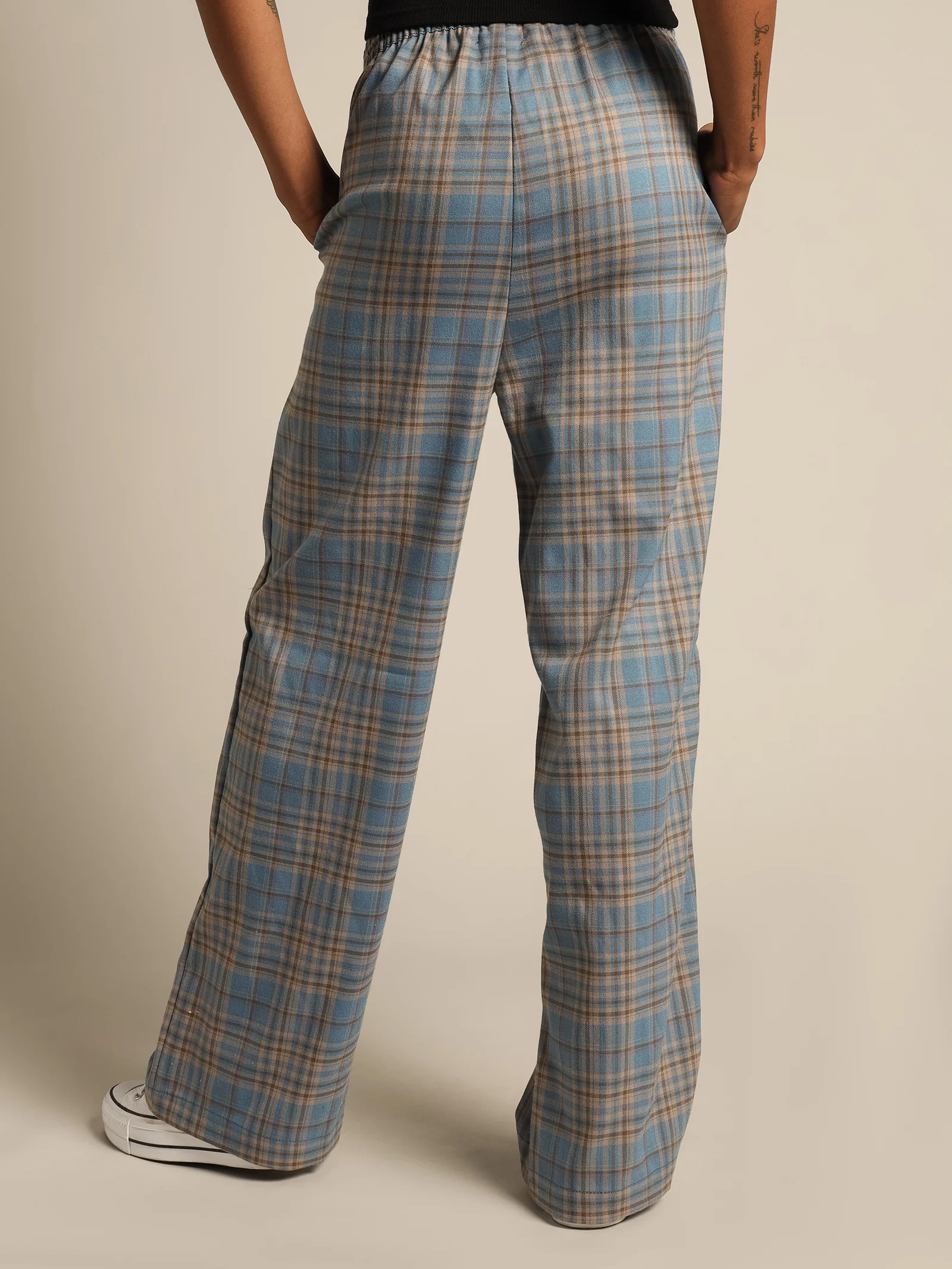 Luxe Wide Leg Check Pants - Image 5