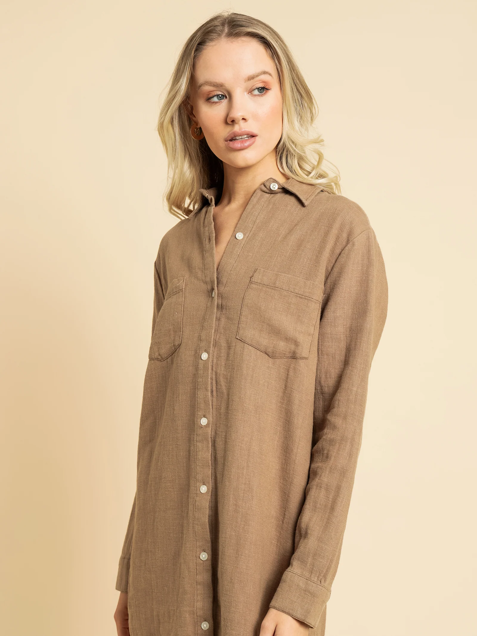 Marvin Linen Longline Shirt Dress - Image 3