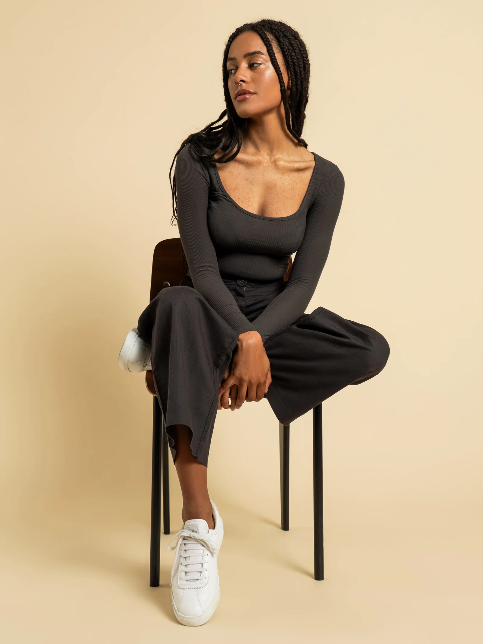 Maya Long Sleeved Ribbed T-Shirt - Image 2