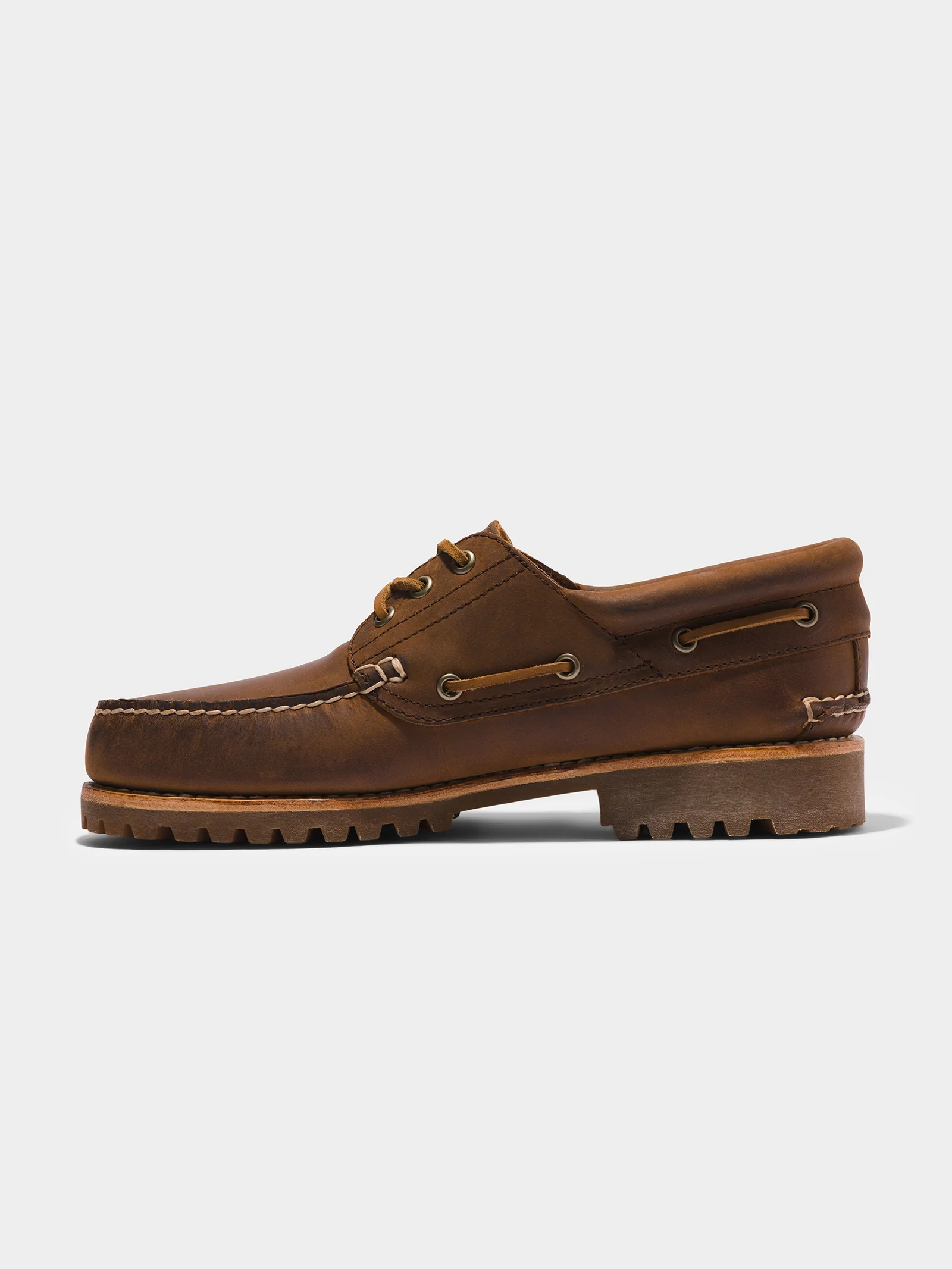 Mens 3 Eye Classic Lug Handsewn Boat Shoes - Image 4