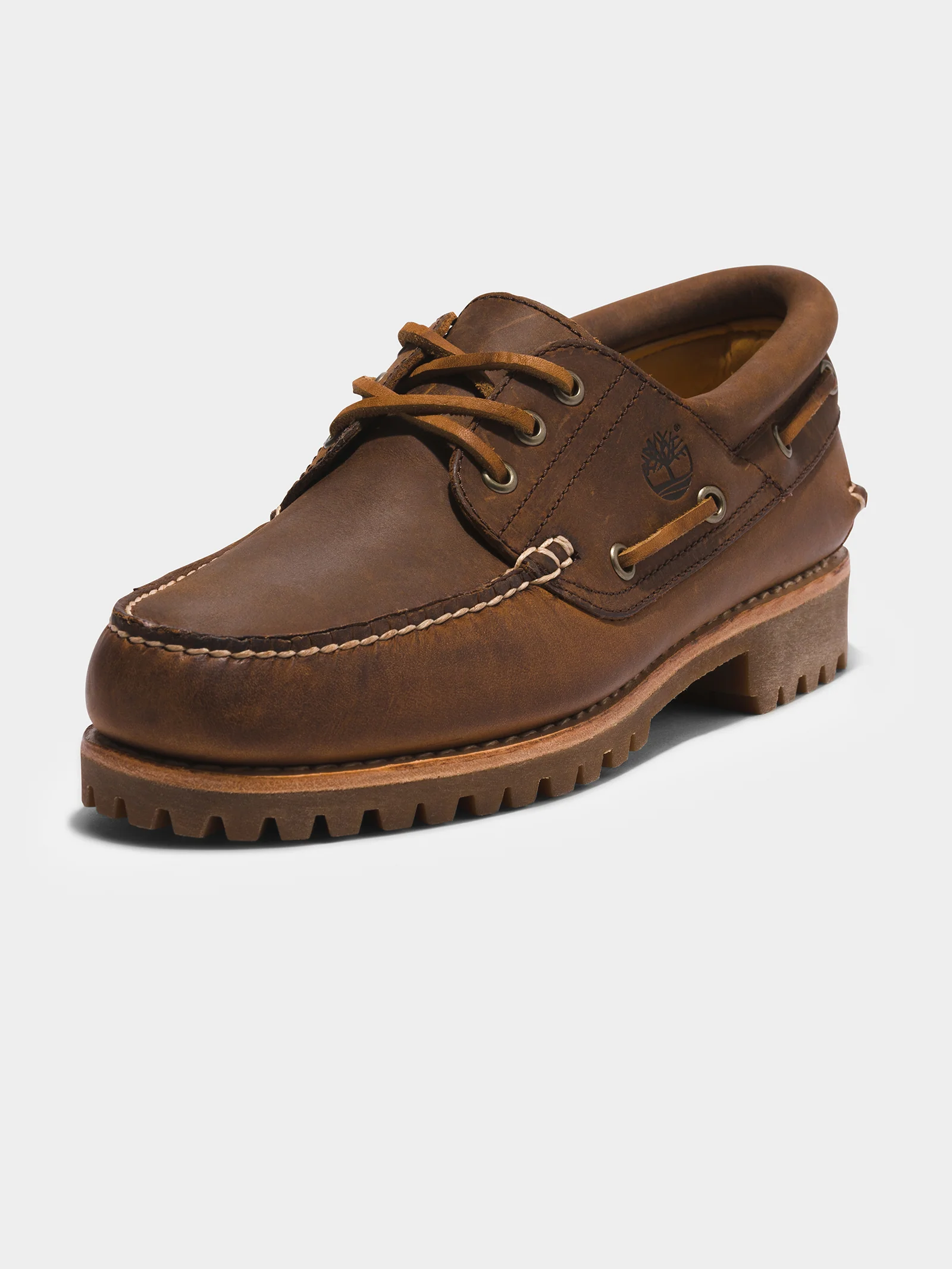 Mens 3 Eye Classic Lug Handsewn Boat Shoes - Image 7