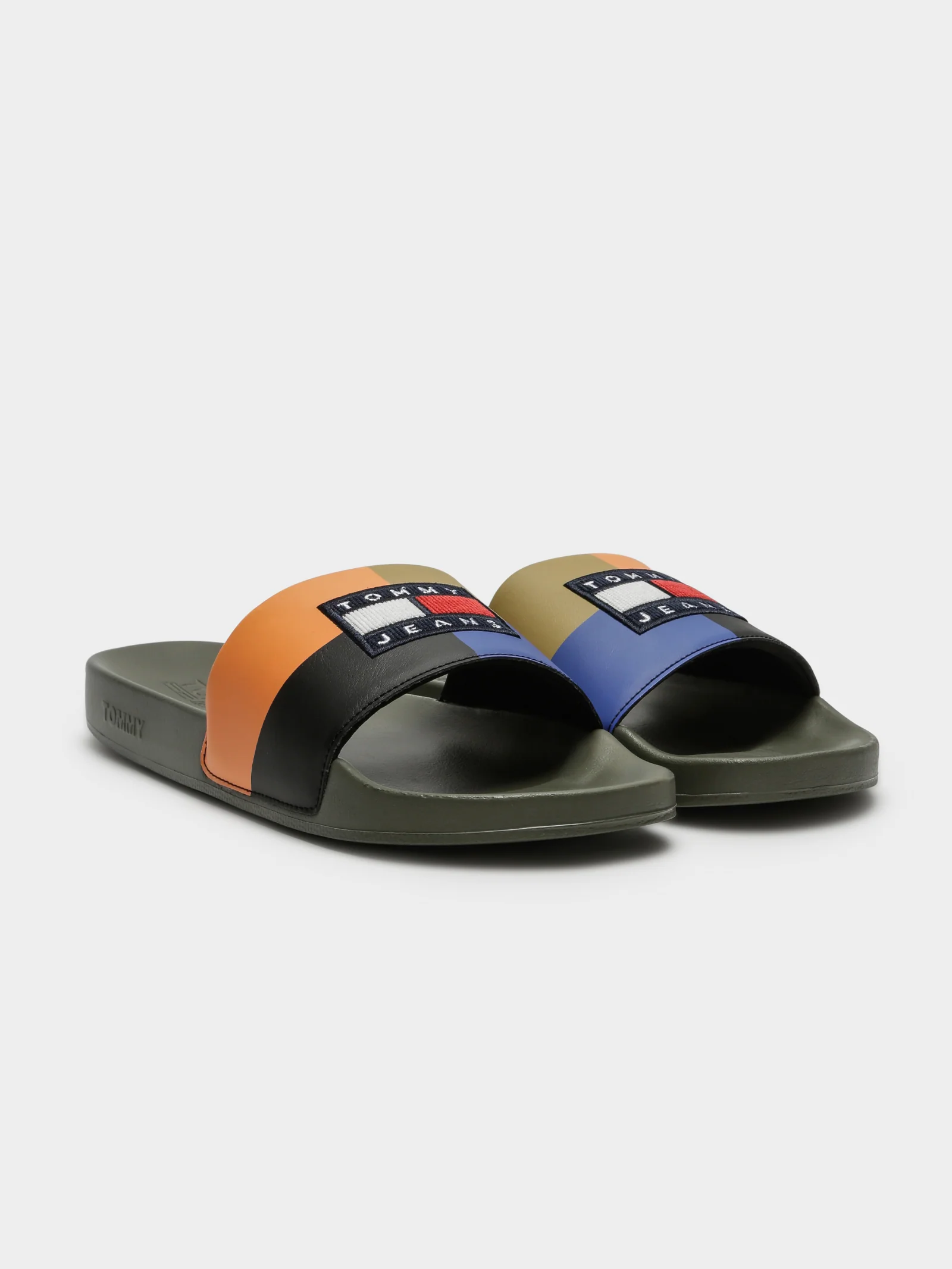 Mens Corduroy Color Blocked Pool Slides - Image 3