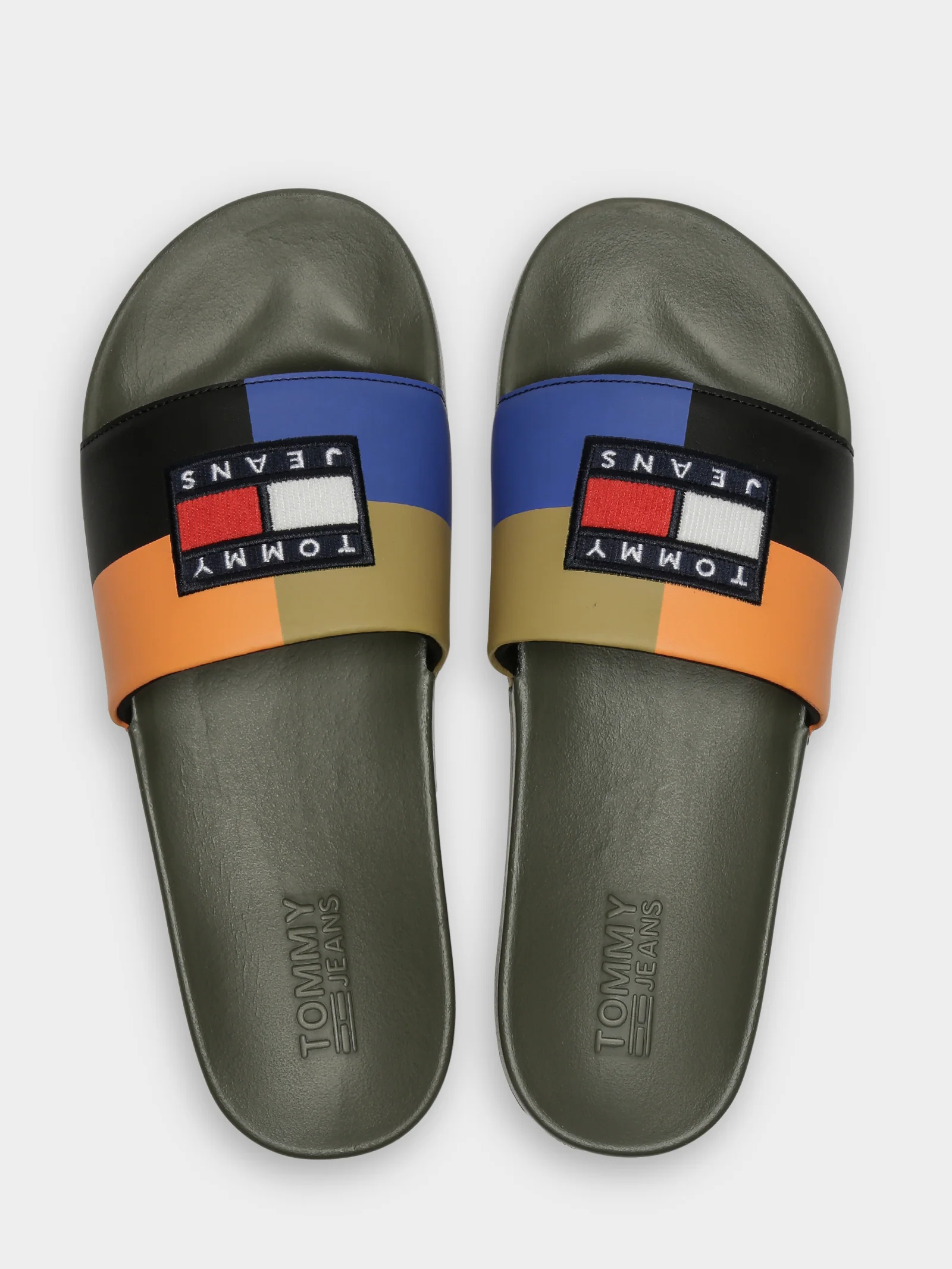Mens Corduroy Color Blocked Pool Slides - Image 5