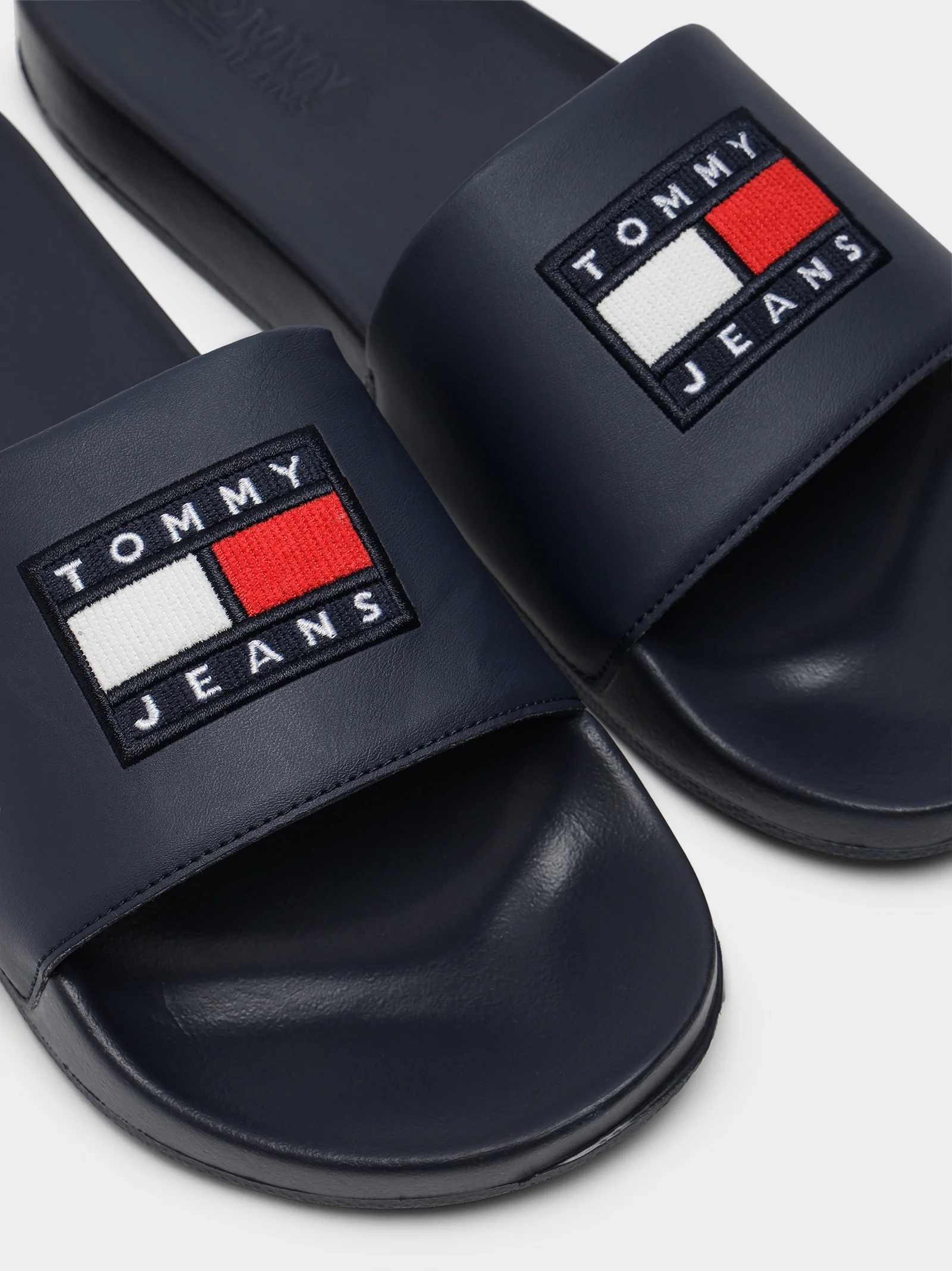 Mens Corduroy Tommy Badge Pool Slides - Image 3
