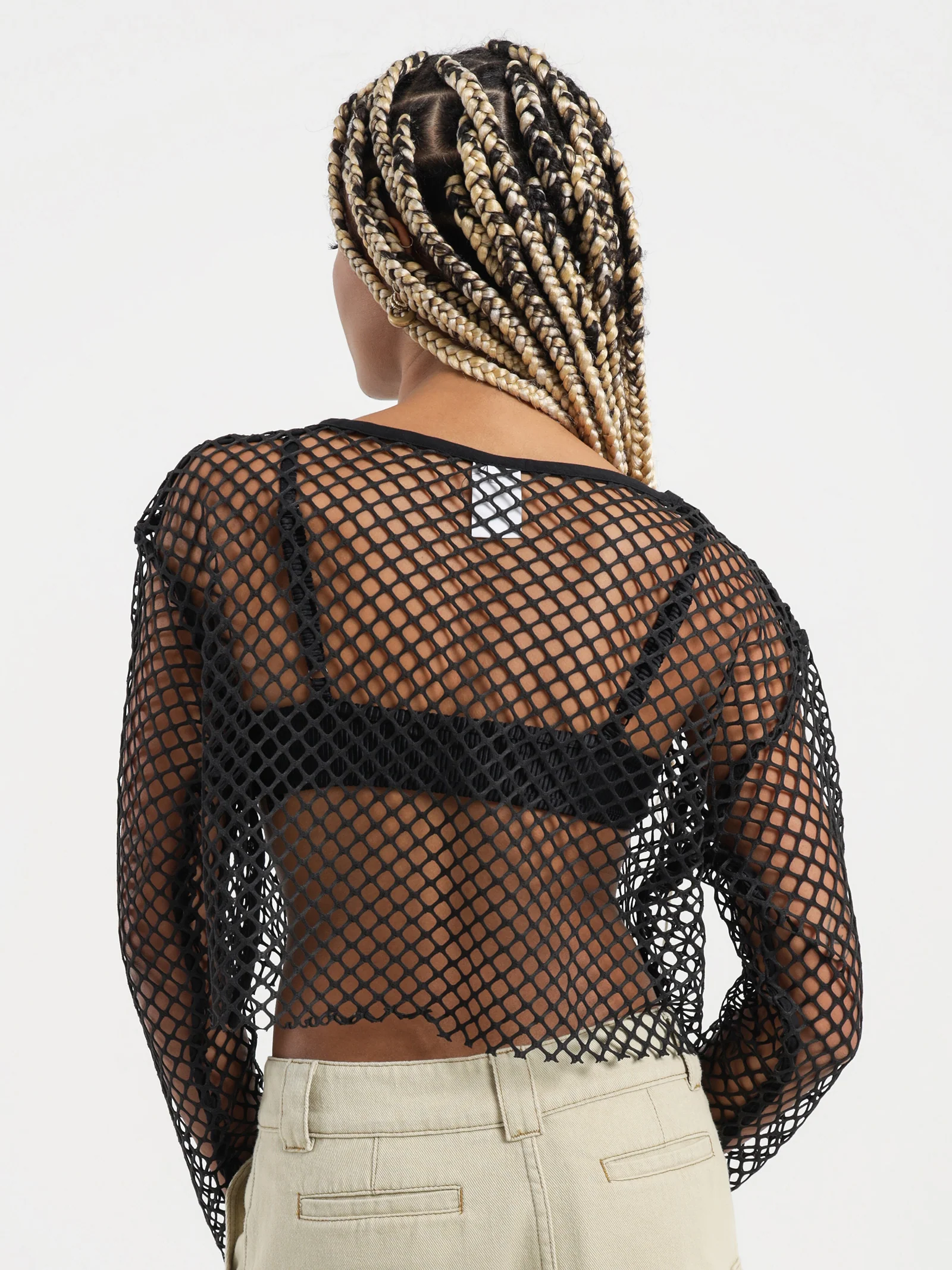 Mesh Cropped Long Sleeve T-Shirt - Image 6