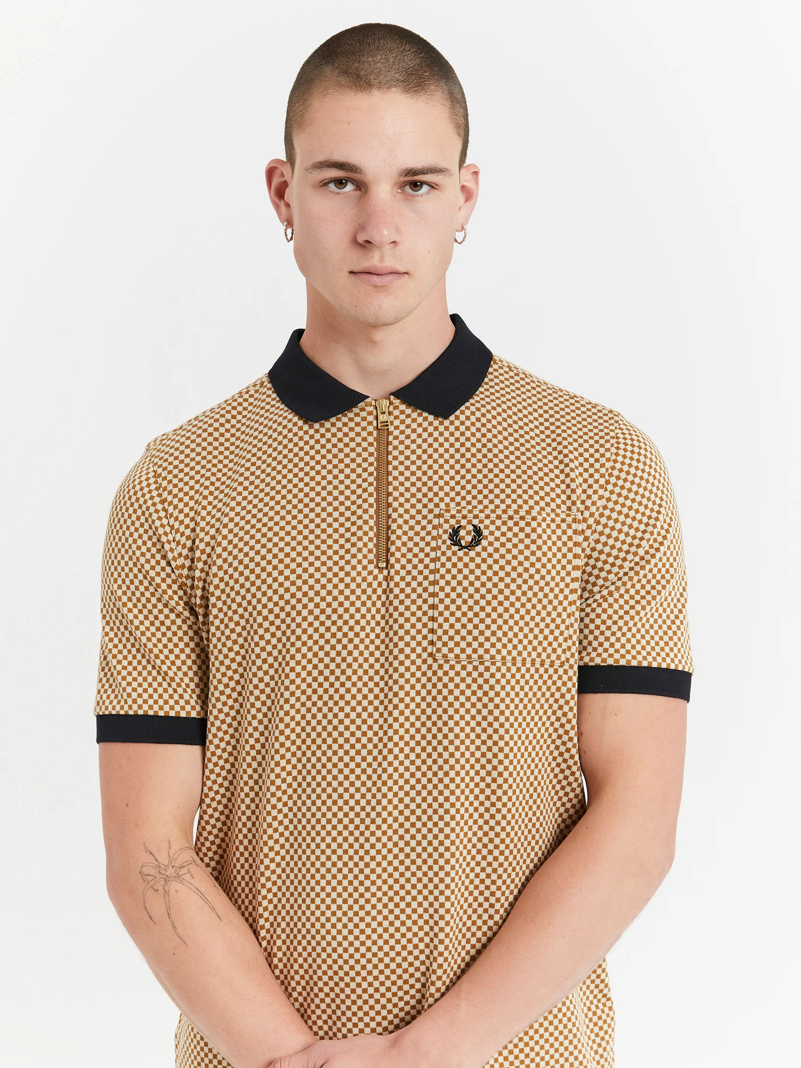 Micro Chequerboard Polo Shirt - Image 3
