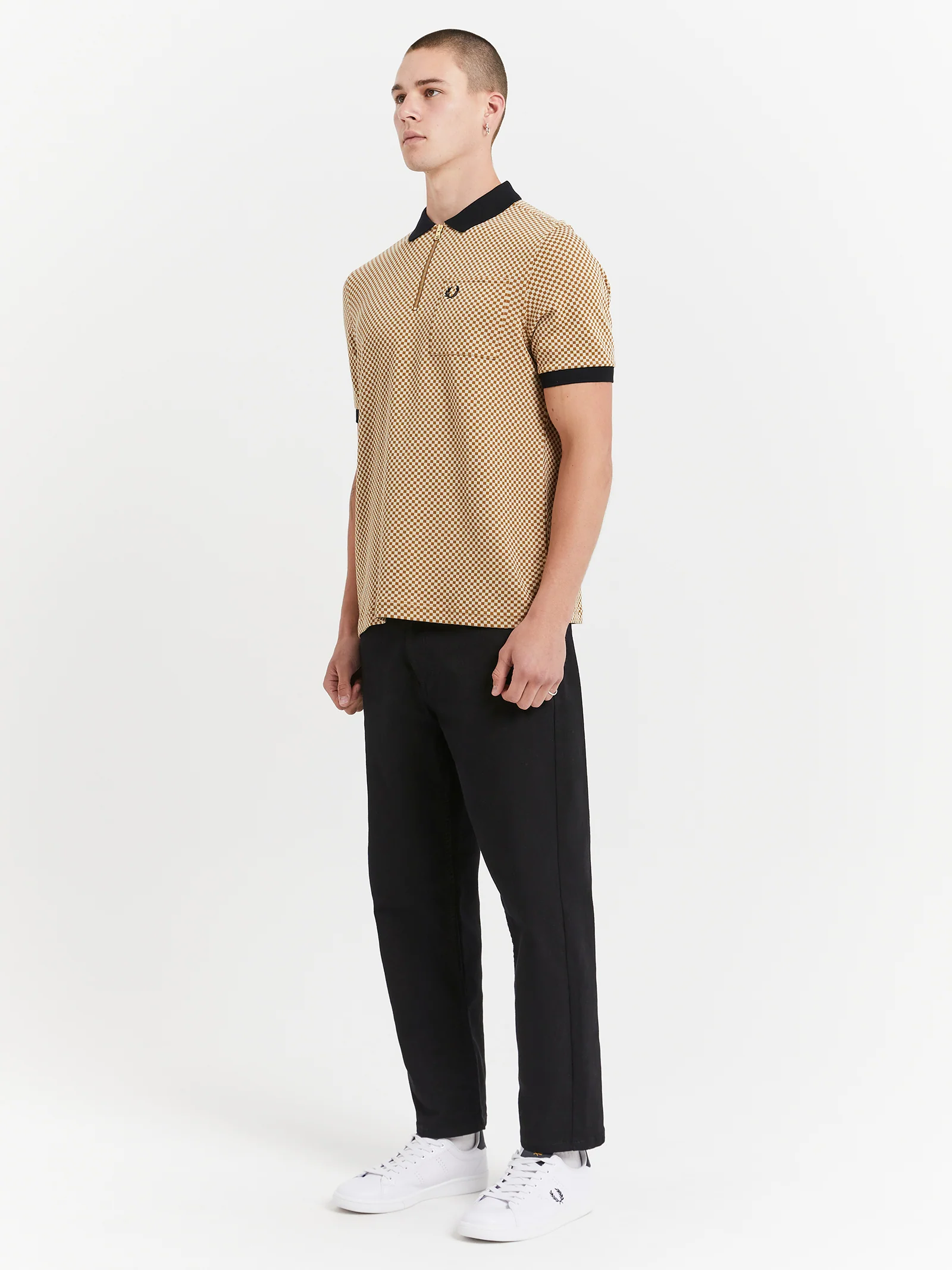 Micro Chequerboard Polo Shirt - Image 4