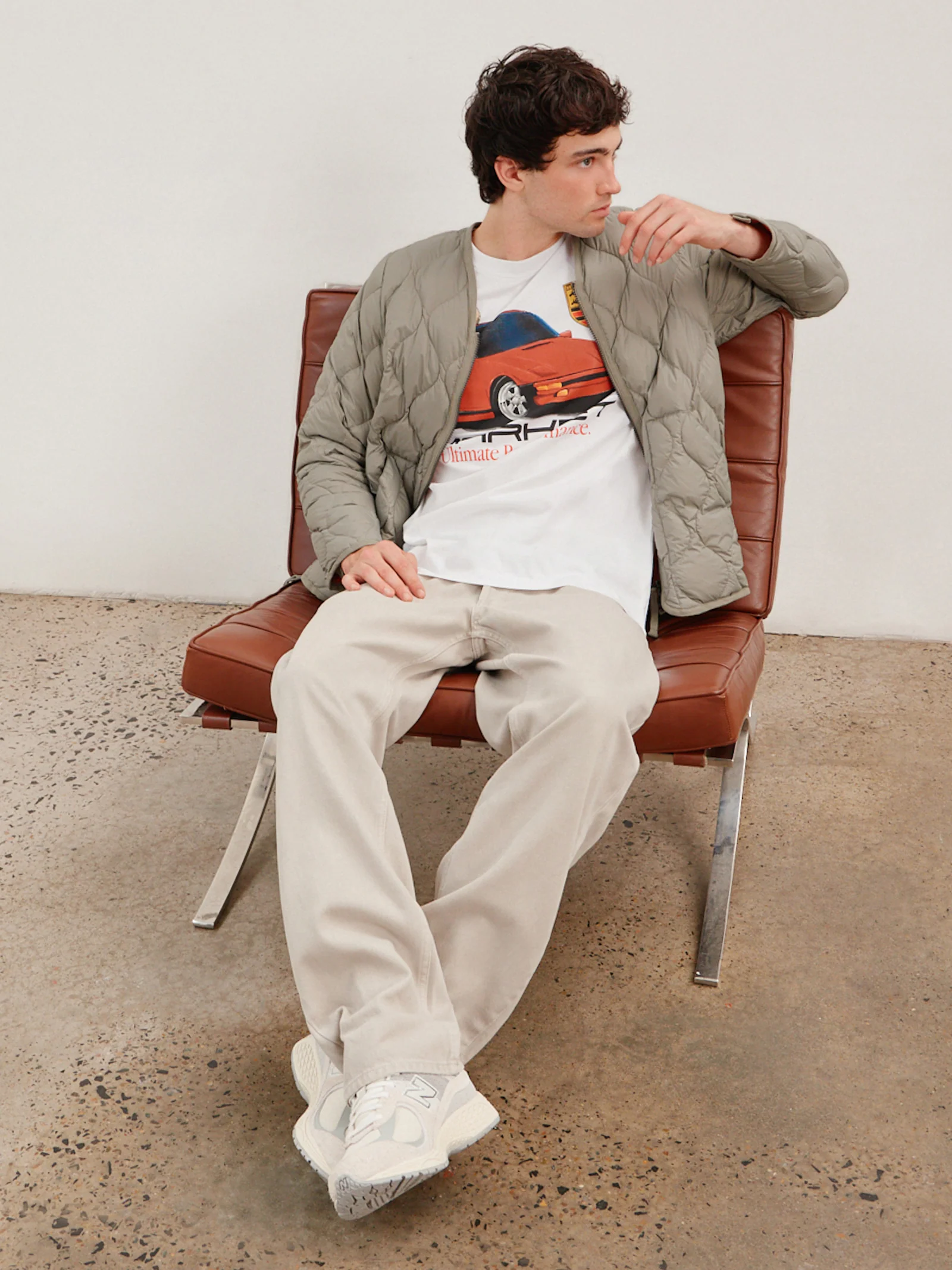 Military Zip V Neck Down Jacket - Image 3