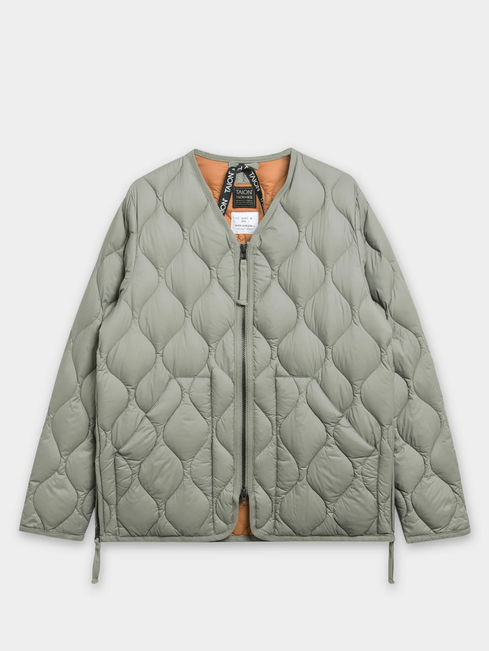 Military Zip V Neck Down Jacket - Image 4