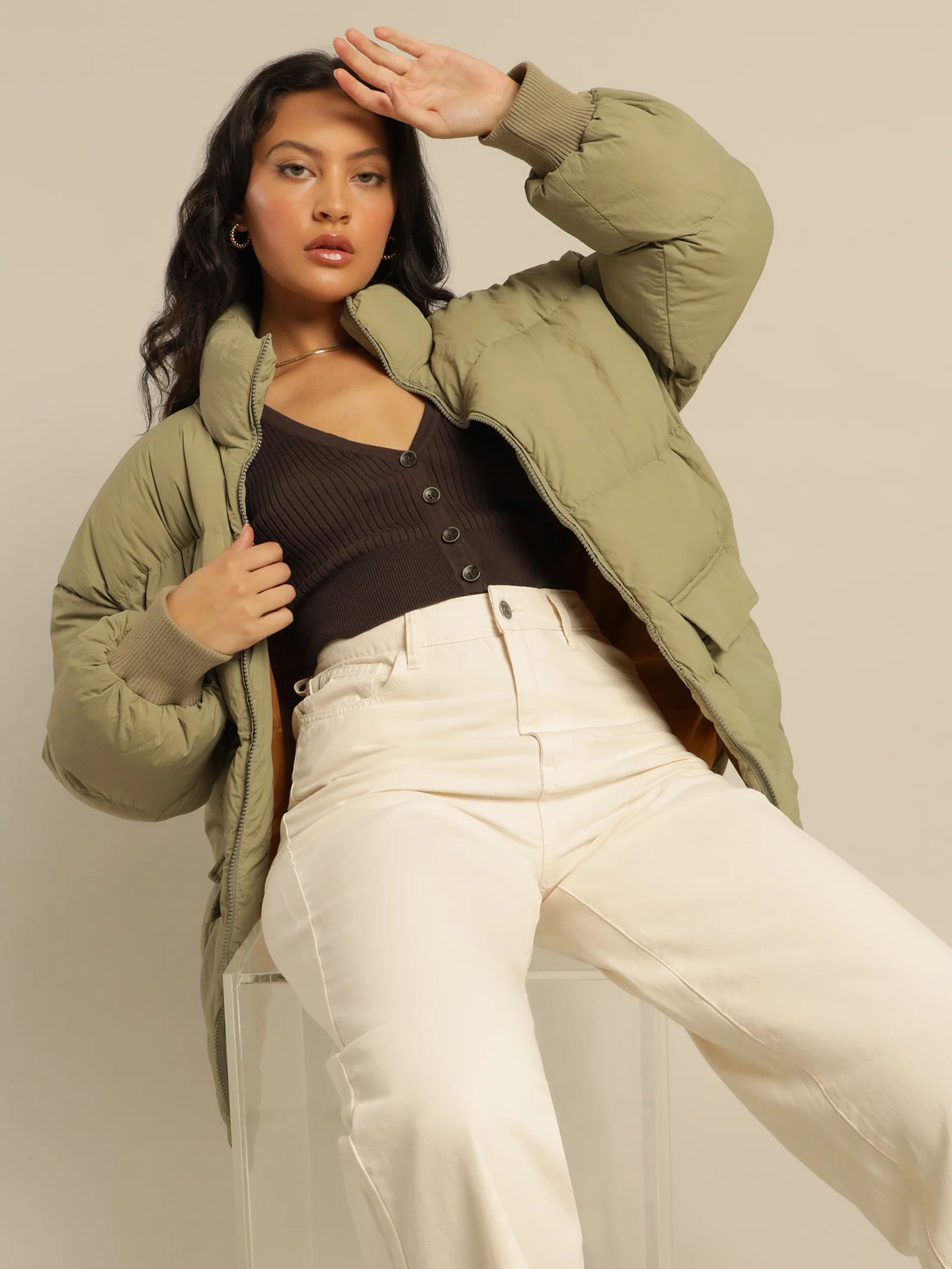 Molly Contrast Puffer Jacket - Image 2