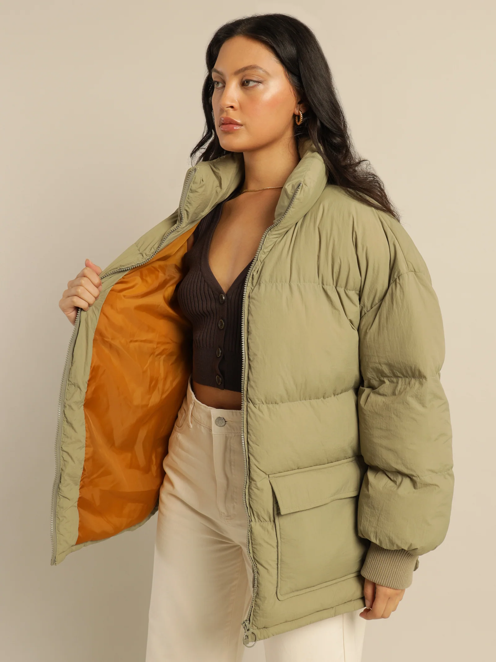 Molly Contrast Puffer Jacket - Image 4