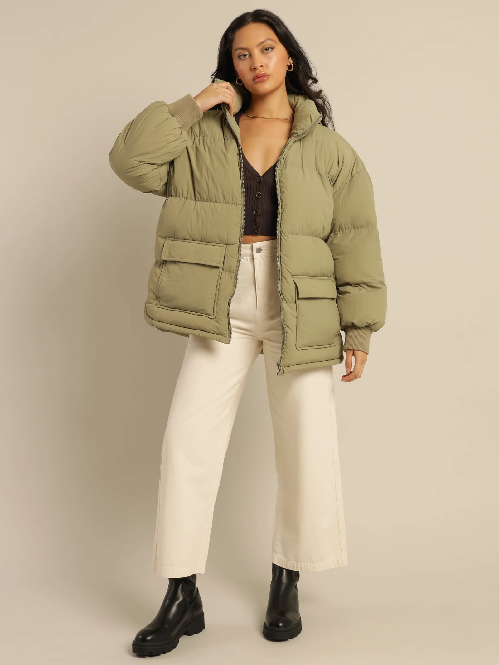 Molly Contrast Puffer Jacket - Image 5